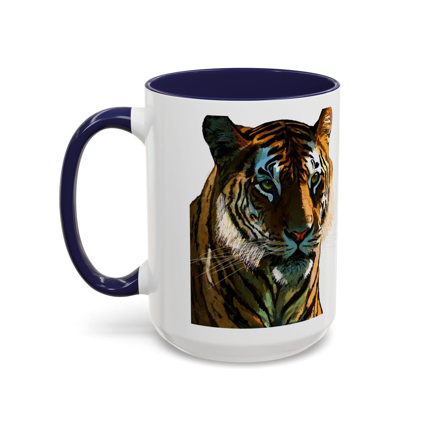 Majestic Tiger Two Tone Ceramic Coffee Mug - 11 oz & 15 oz - Blue Cava