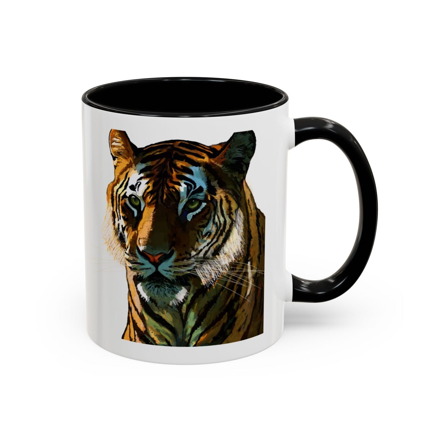 Majestic Tiger Two Tone Ceramic Coffee Mug - 11 oz & 15 oz - Blue Cava