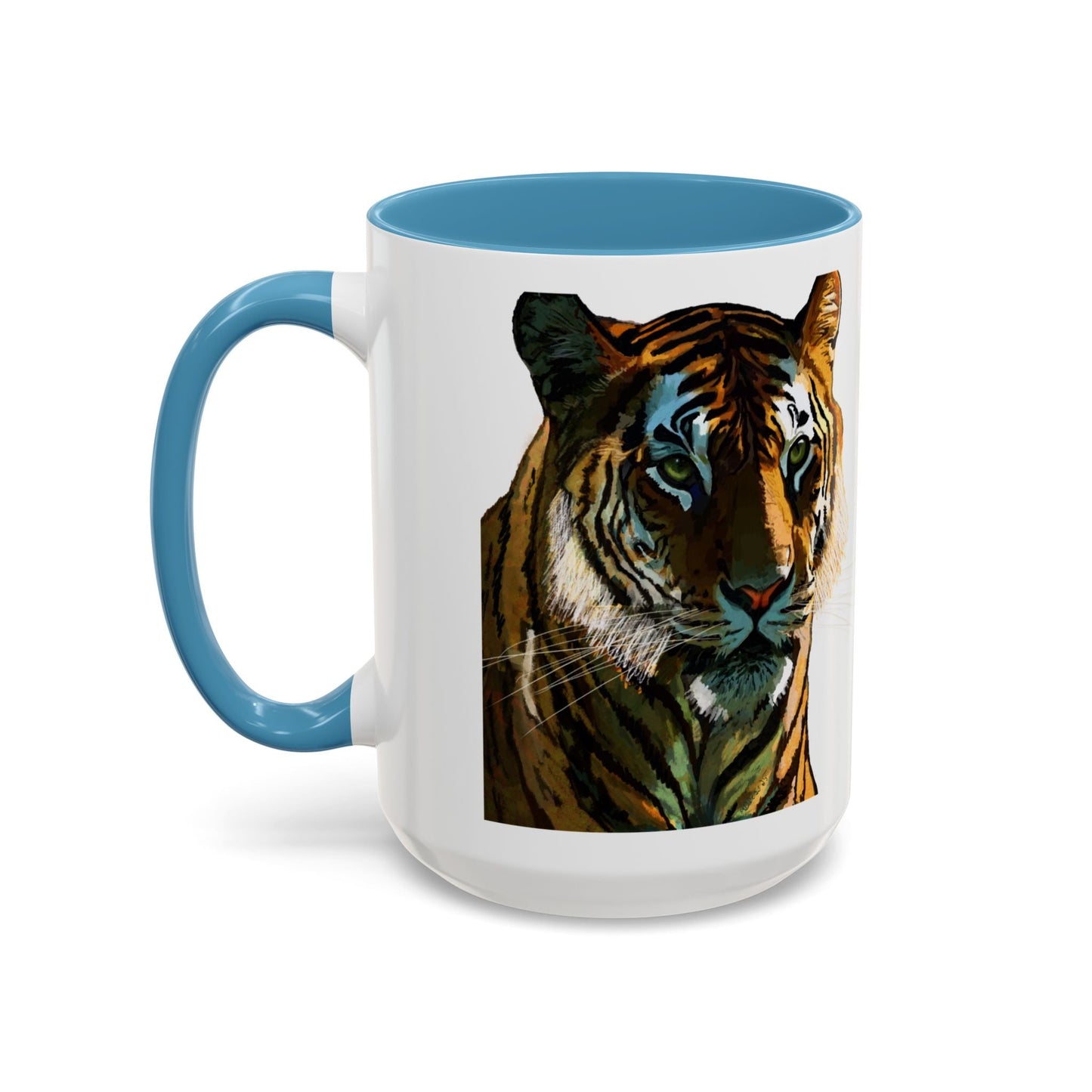 Majestic Tiger Two Tone Ceramic Coffee Mug - 11 oz & 15 oz - Blue Cava