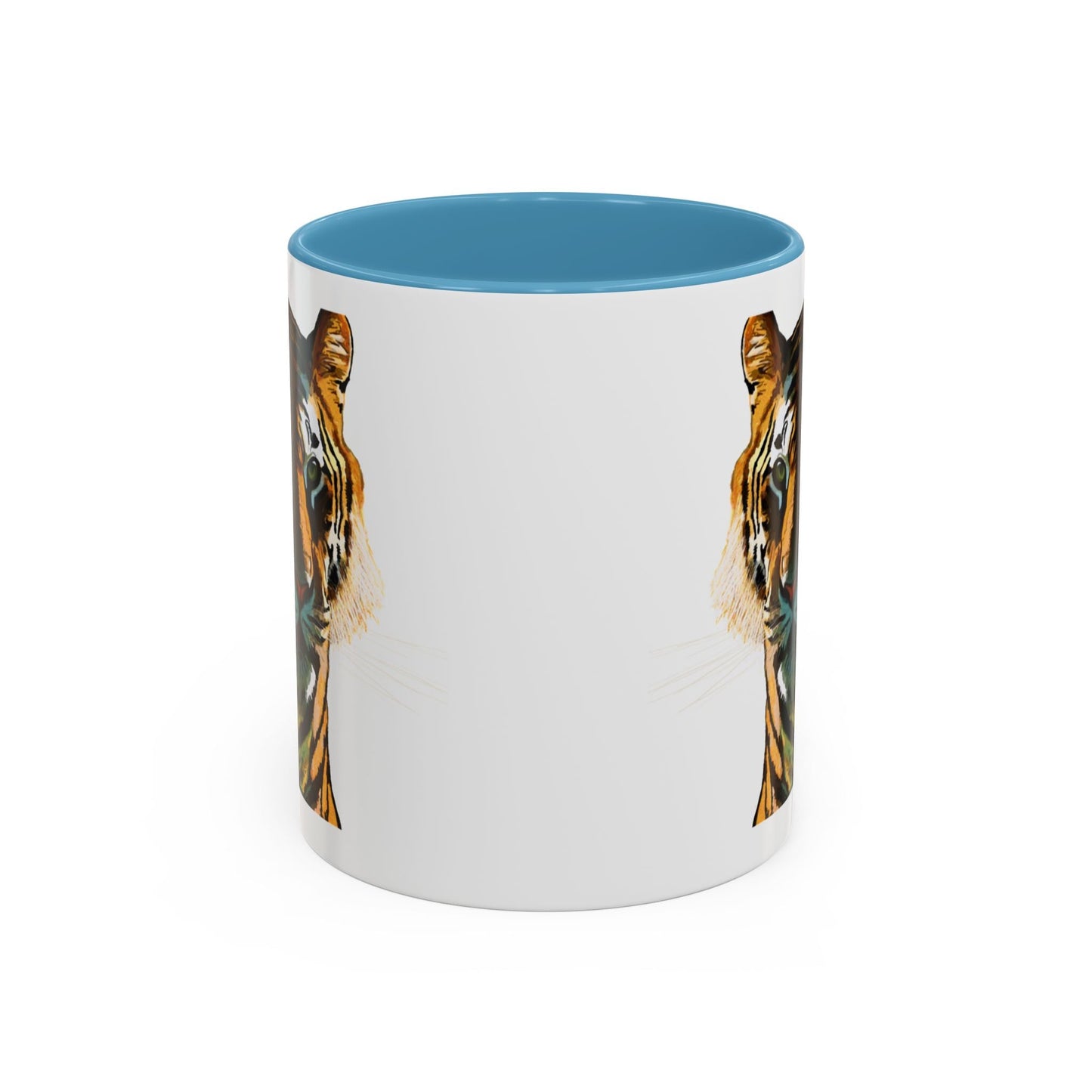 Majestic Tiger Two Tone Ceramic Coffee Mug - 11 oz & 15 oz - Blue Cava