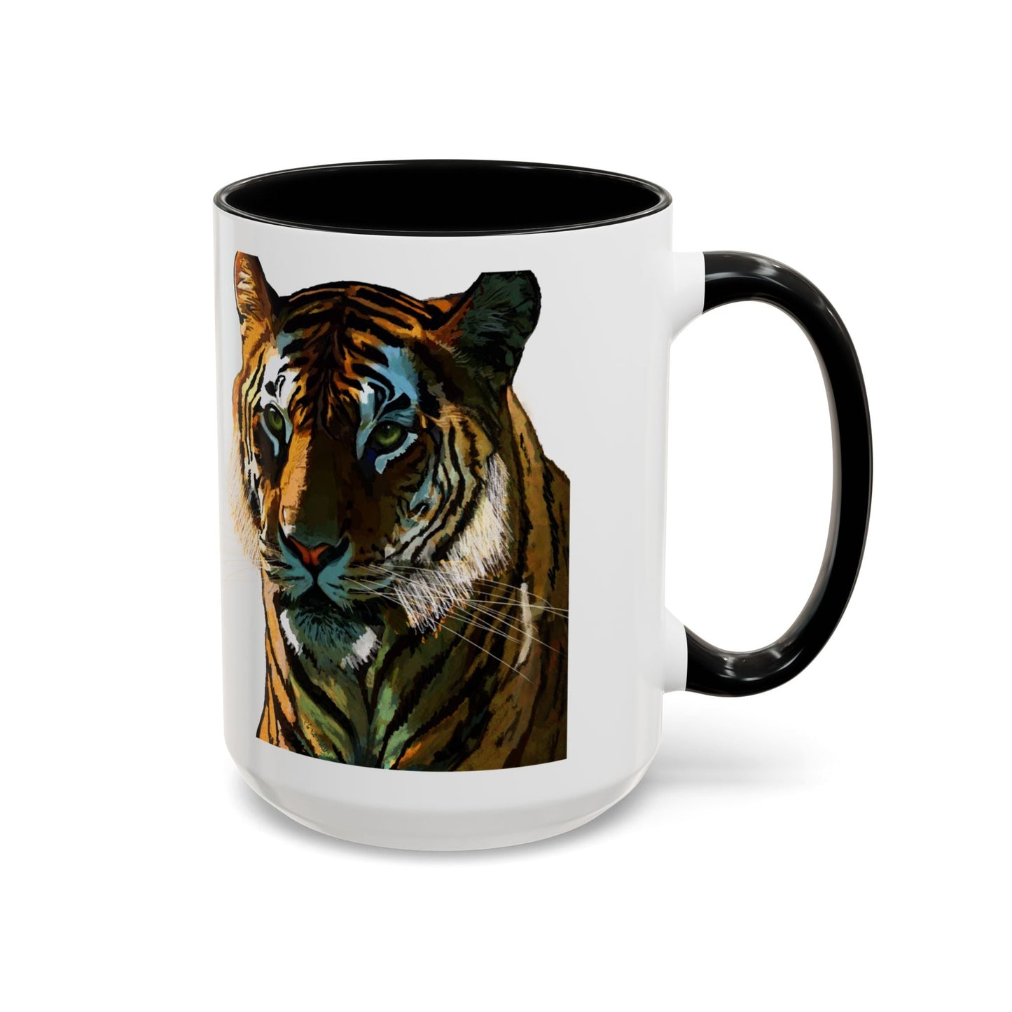 Majestic Tiger Two Tone Ceramic Coffee Mug - 11 oz & 15 oz - Blue Cava