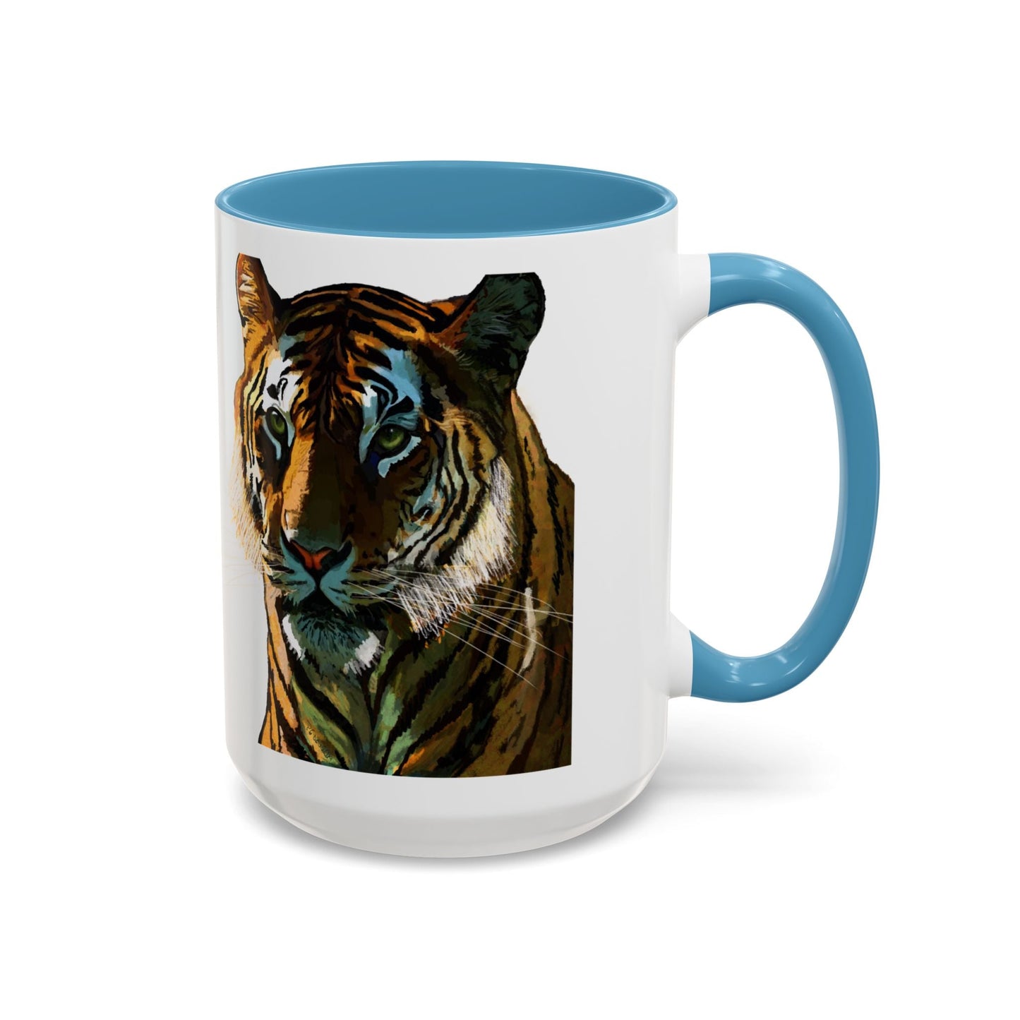 Majestic Tiger Two Tone Ceramic Coffee Mug - 11 oz & 15 oz - Blue Cava