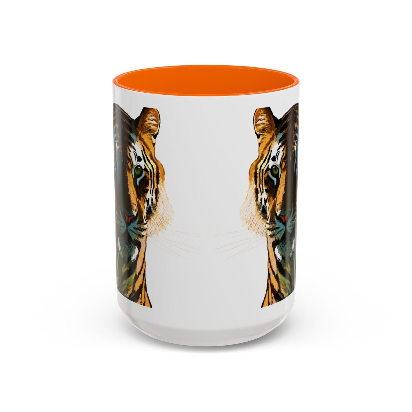 Majestic Tiger Two Tone Ceramic Coffee Mug - 11 oz & 15 oz - Blue Cava