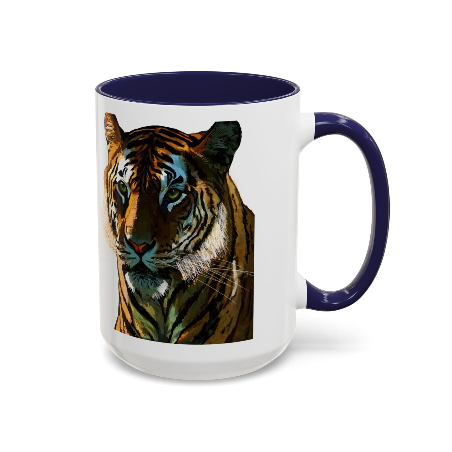 Majestic Tiger Two Tone Ceramic Coffee Mug - 11 oz & 15 oz - Blue Cava