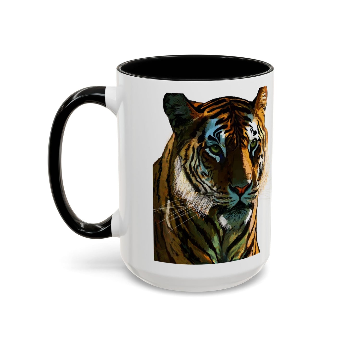 Majestic Tiger Two Tone Ceramic Coffee Mug - 11 oz & 15 oz - Blue Cava