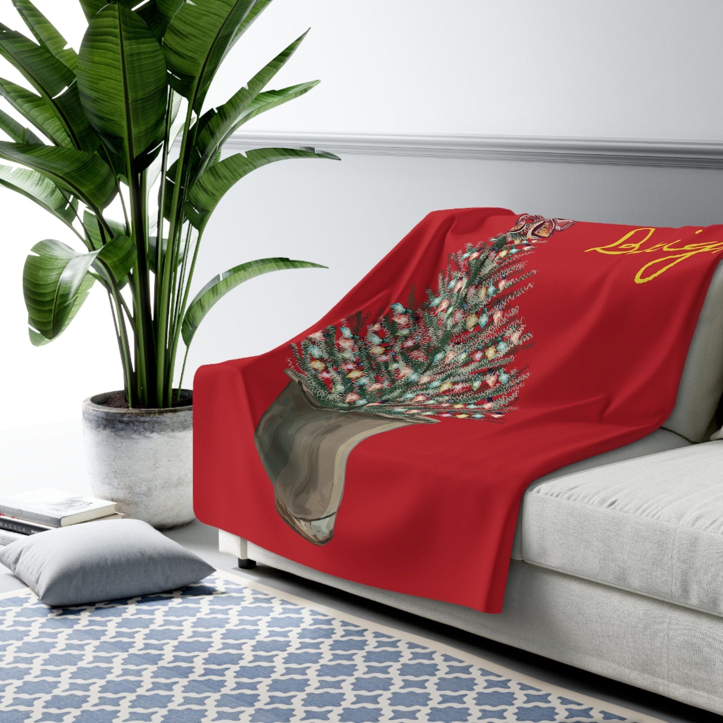 60" x 80" Merry and Bright sherpa blanket drapped
