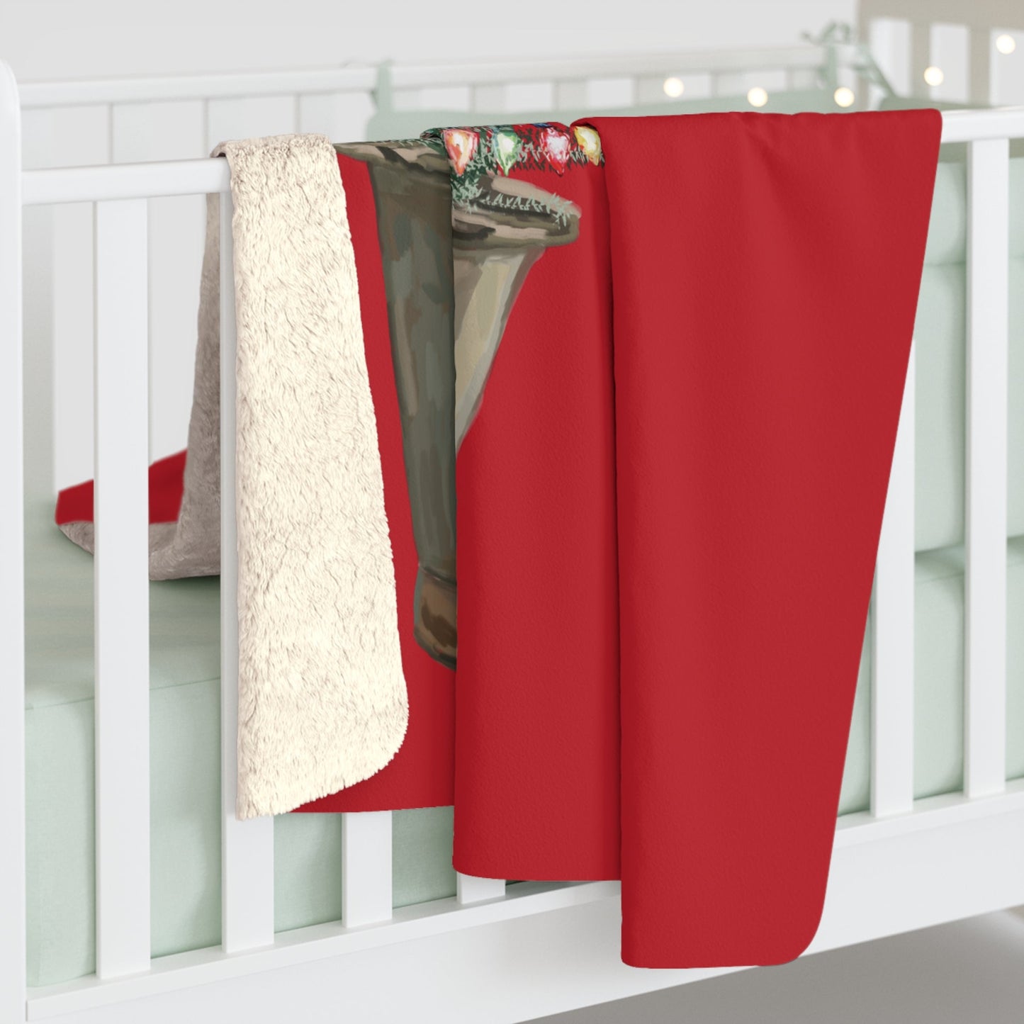 50" x 60" Merry and Bright sherpa blanket open