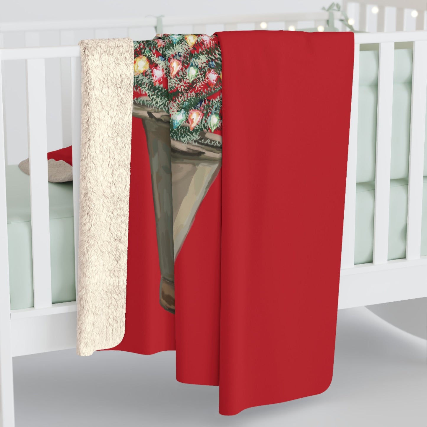 60" x 80" Merry and Bright sherpa blanket open