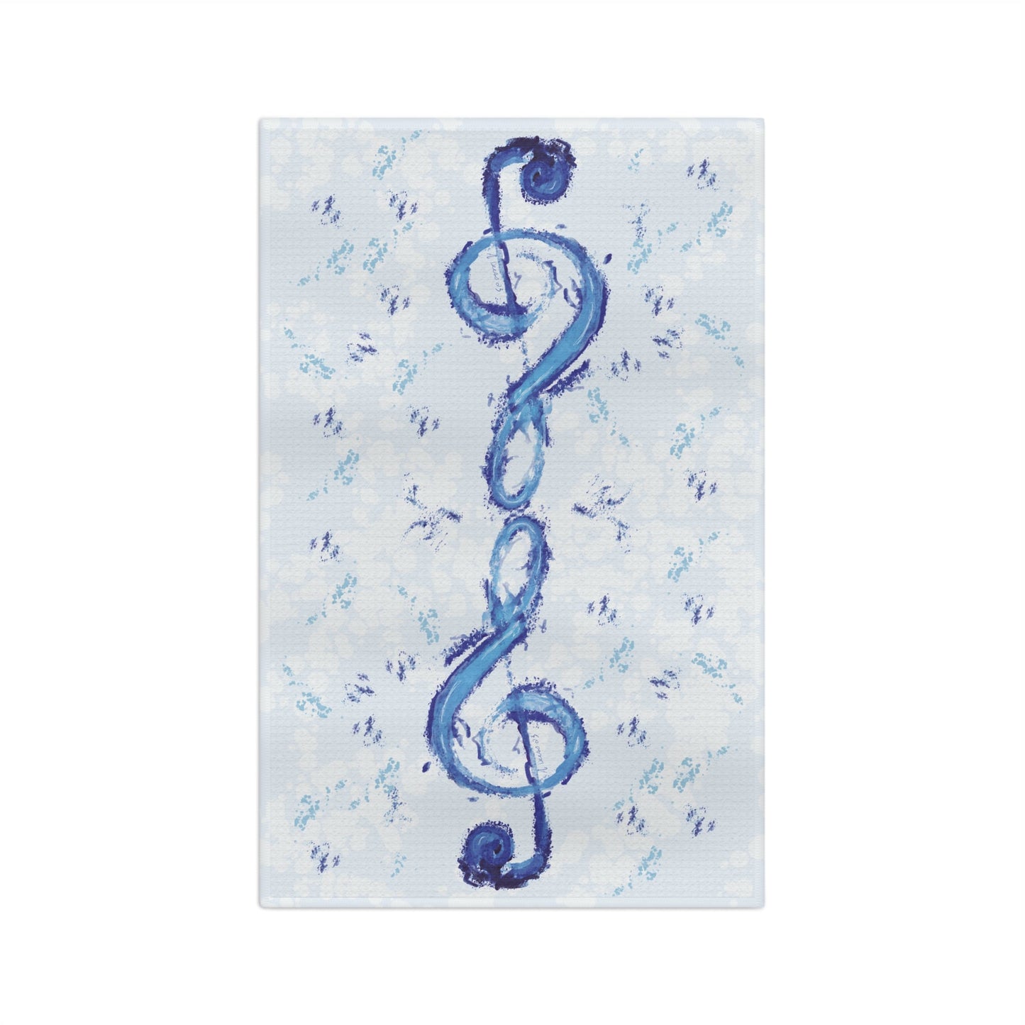 Music Note Microfiber Waffle Towel - Blue Cava