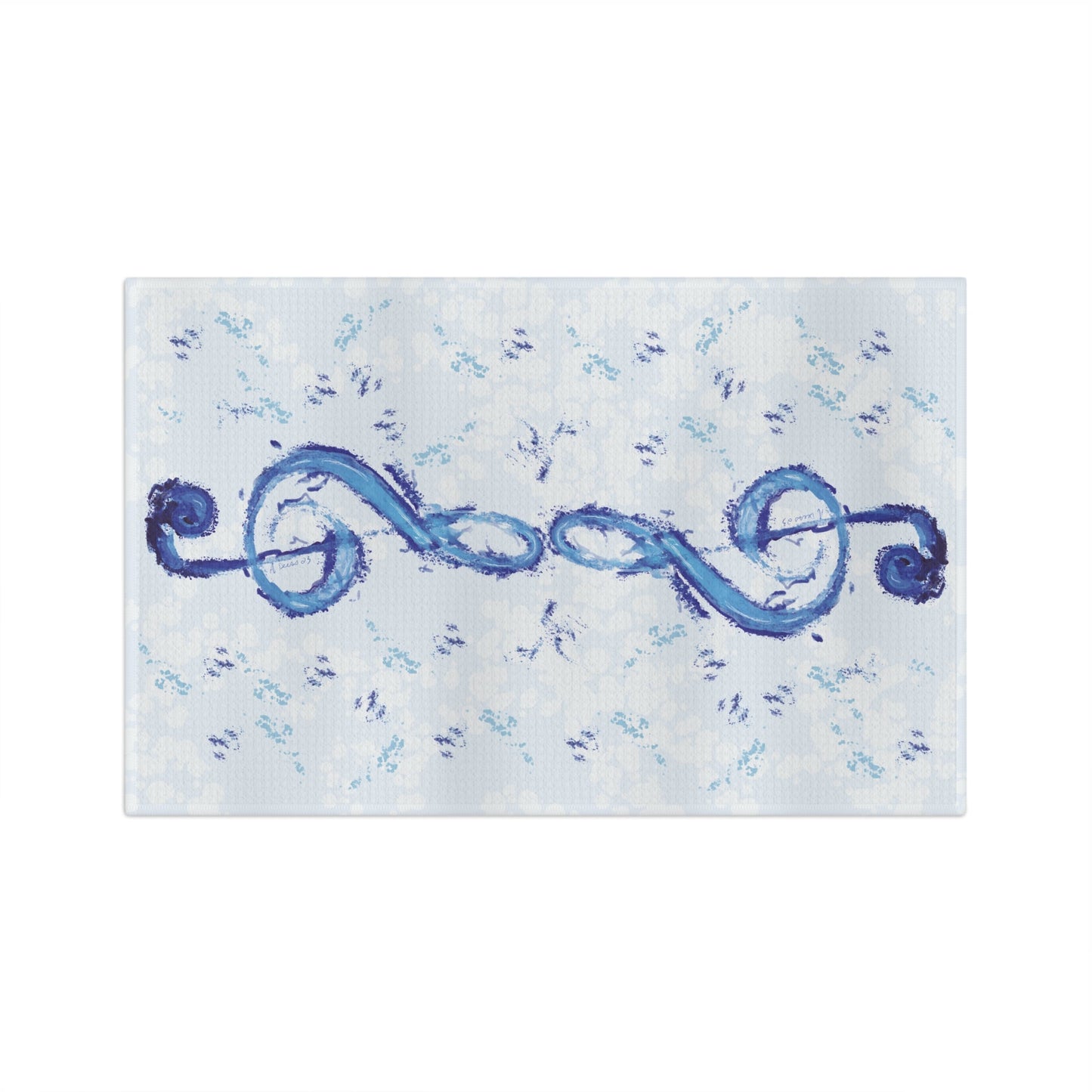 Music Note Microfiber Waffle Towel - Blue Cava