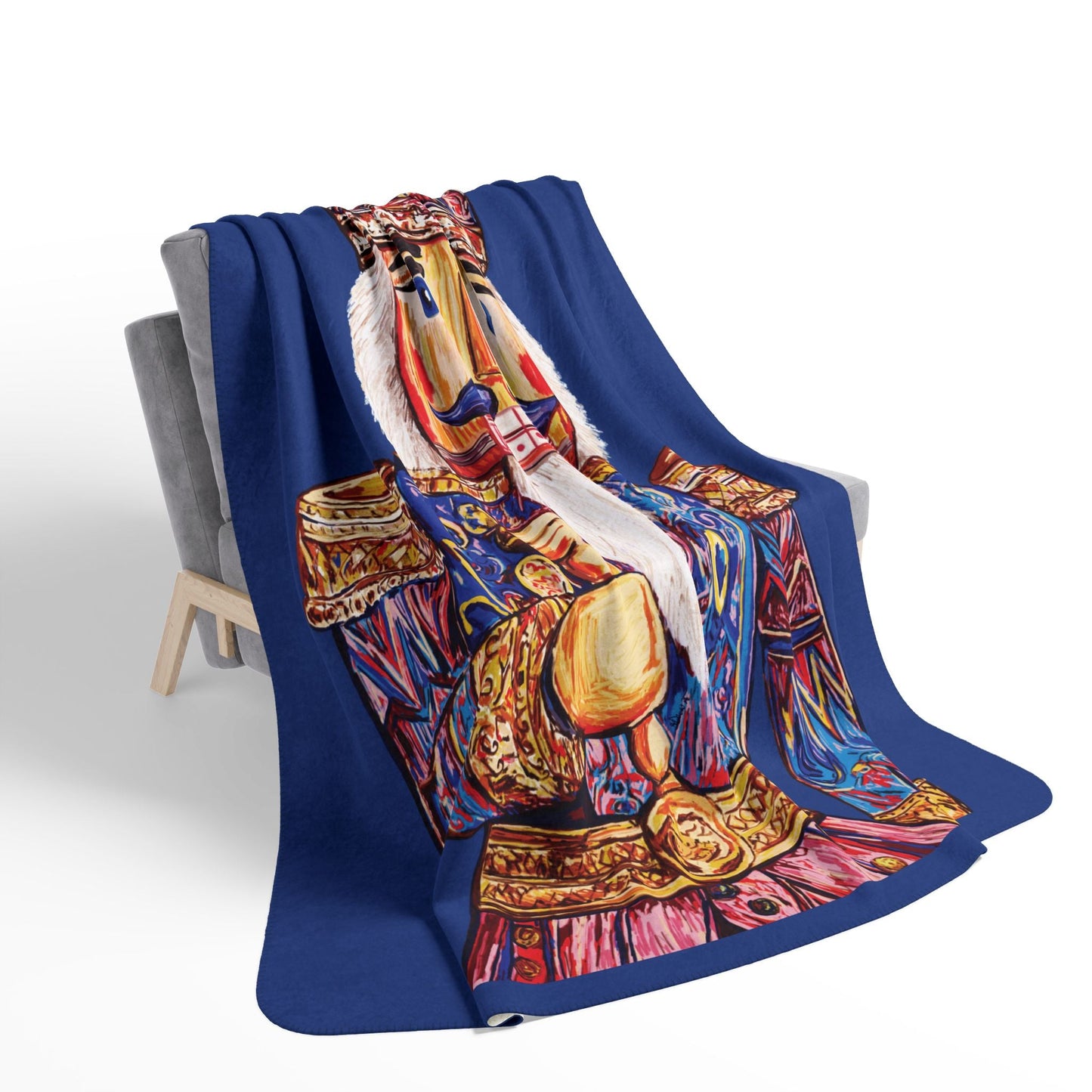 Nutcracker Fleece Sherpa Throw Blanket - Blue Cava