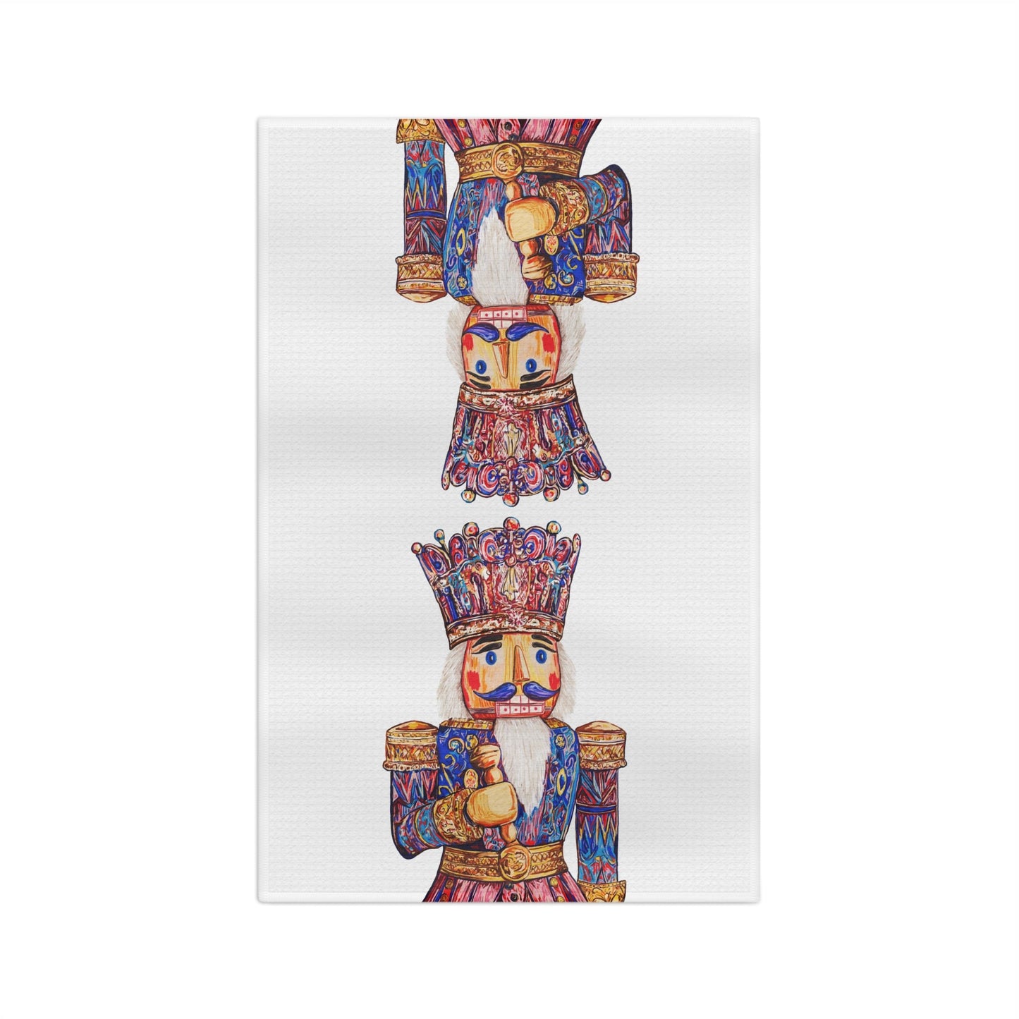 Nutcracker Microfiber Waffle Kitchen Towel - Blue Cava