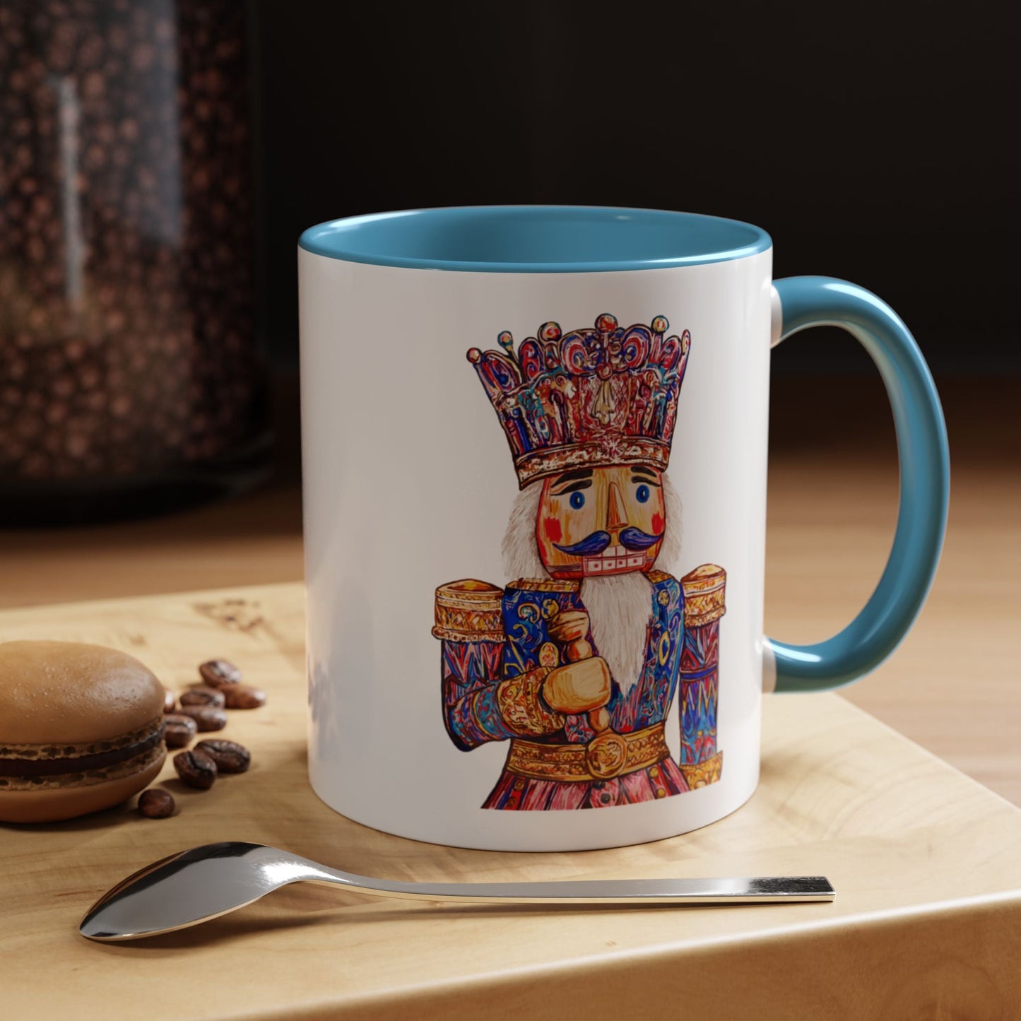 Nutcracker Two Tone Ceramic Coffee Mug - Festive Drinkware - Blue Cava