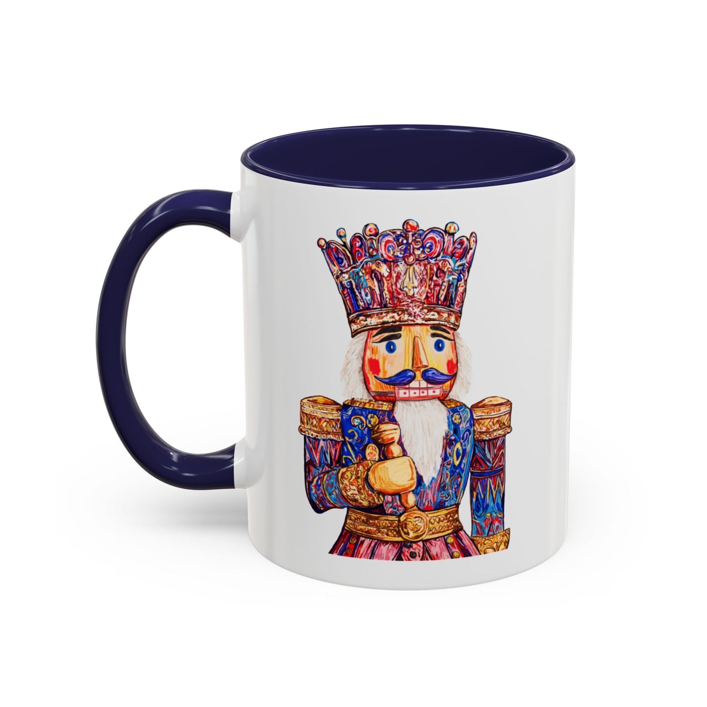 Nutcracker Two Tone Ceramic Coffee Mug - Festive Drinkware - Blue Cava