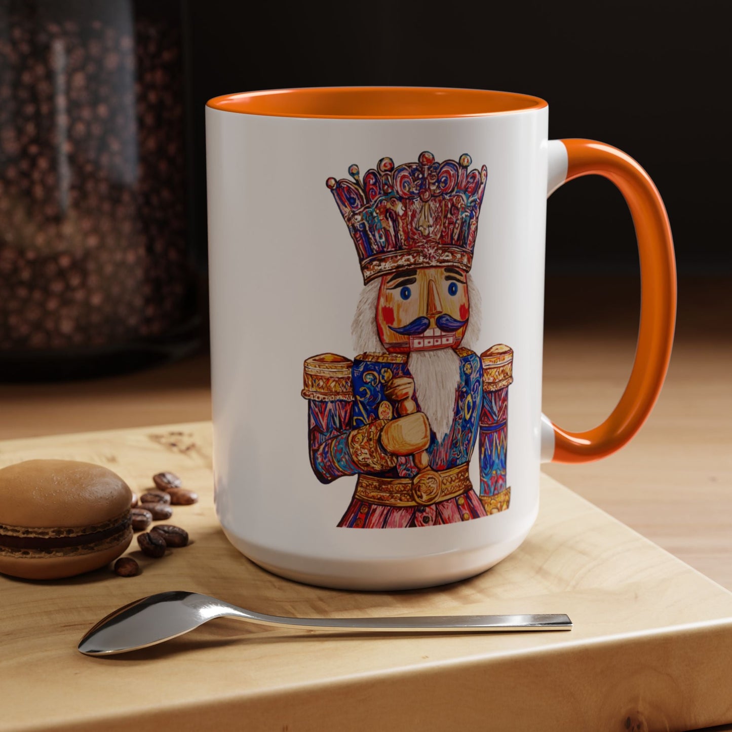 Nutcracker Two Tone Ceramic Coffee Mug - Festive Drinkware - Blue Cava