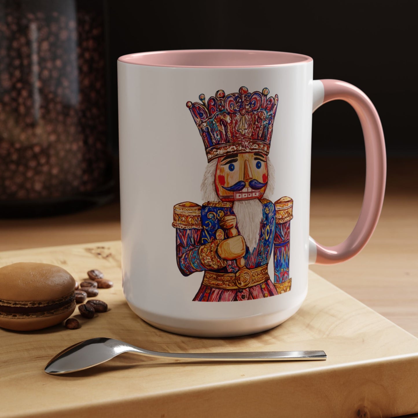 Nutcracker Two Tone Ceramic Coffee Mug - Festive Drinkware - Blue Cava