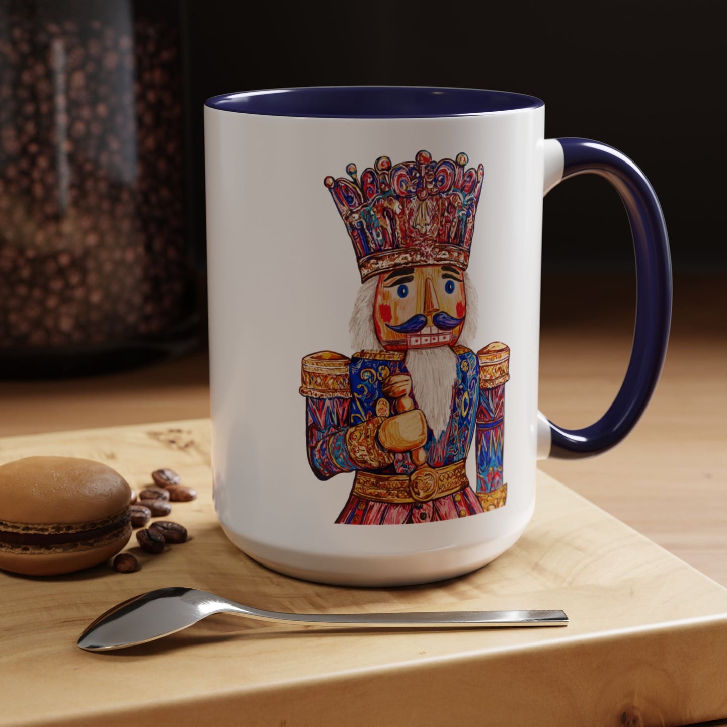 Nutcracker Two Tone Ceramic Coffee Mug - Festive Drinkware - Blue Cava