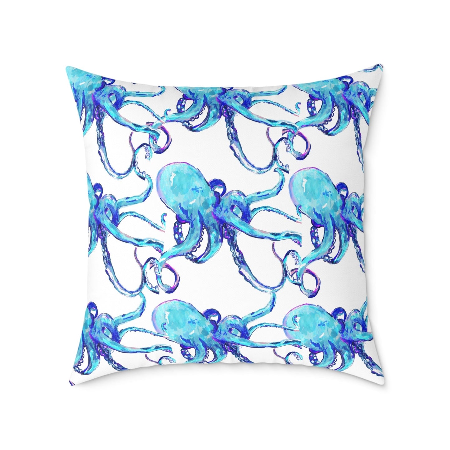 Ocean Blue Octopus Throw Pillow - Nautical Home Decor - Blue Cava