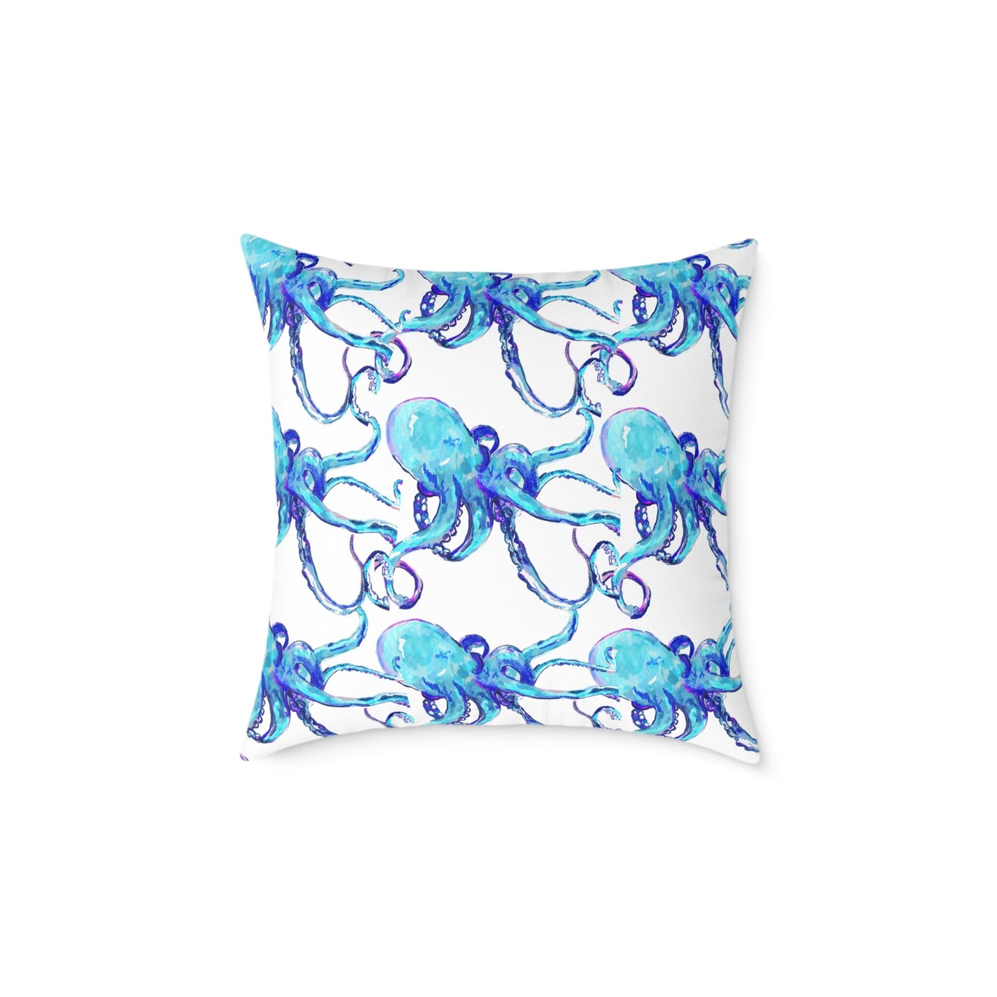 Ocean Blue Octopus Throw Pillow - Nautical Home Decor - Blue Cava