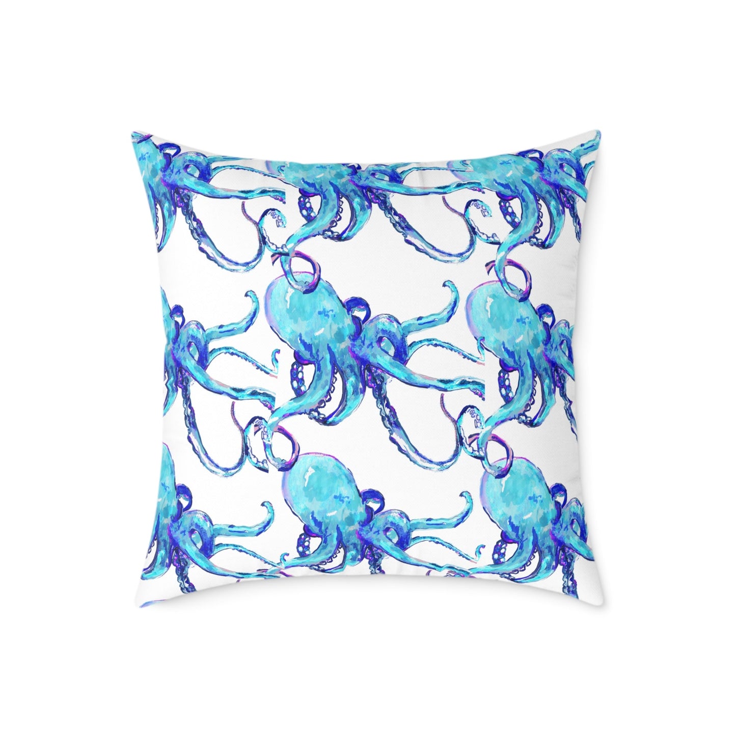 Ocean Blue Octopus Throw Pillow - Nautical Home Decor - Blue Cava