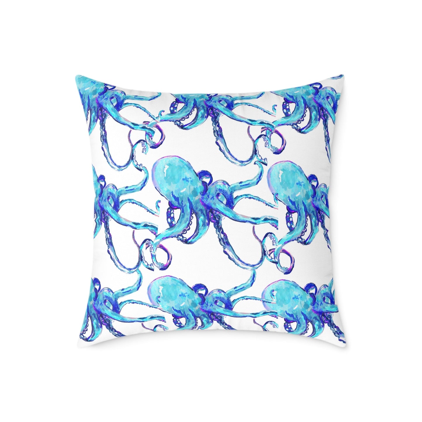 Ocean Blue Octopus Throw Pillow - Nautical Home Decor - Blue Cava