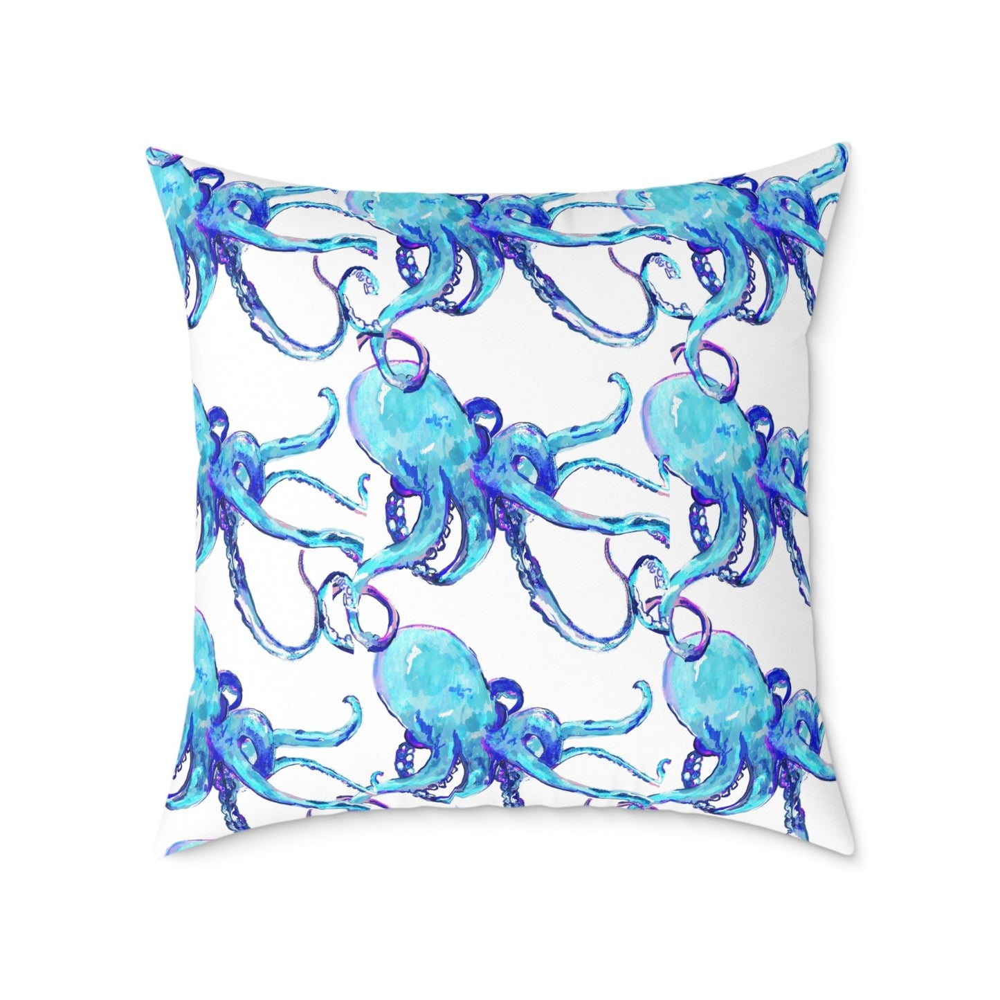 Ocean Blue Octopus Throw Pillow - Nautical Home Decor - Blue Cava