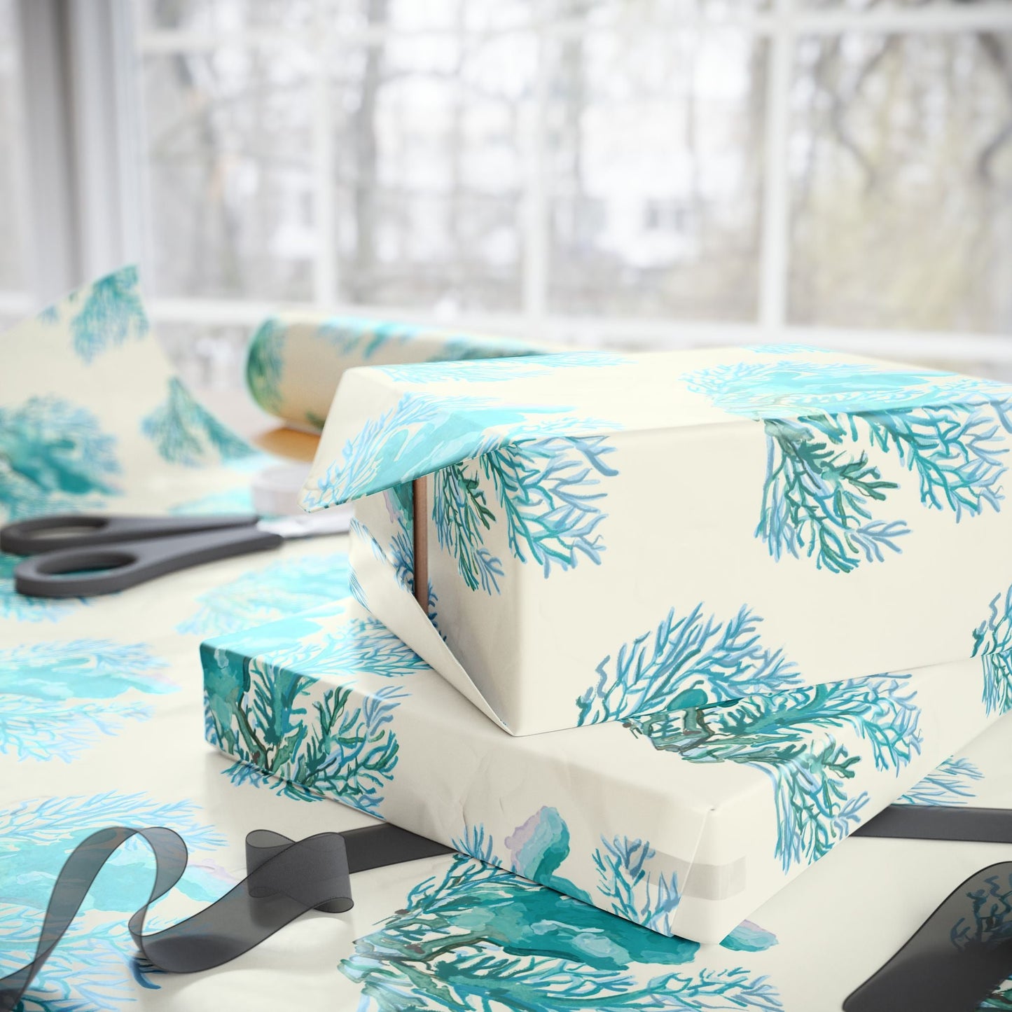 Ocean - Inspired Wrapping Paper for Coastal Gifts - Blue Cava