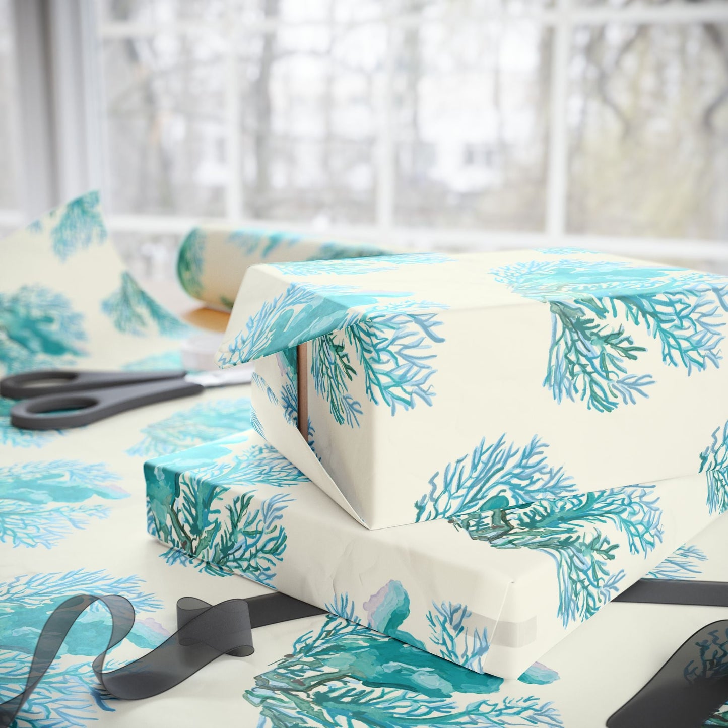 Ocean - Inspired Wrapping Paper for Coastal Gifts - Blue Cava