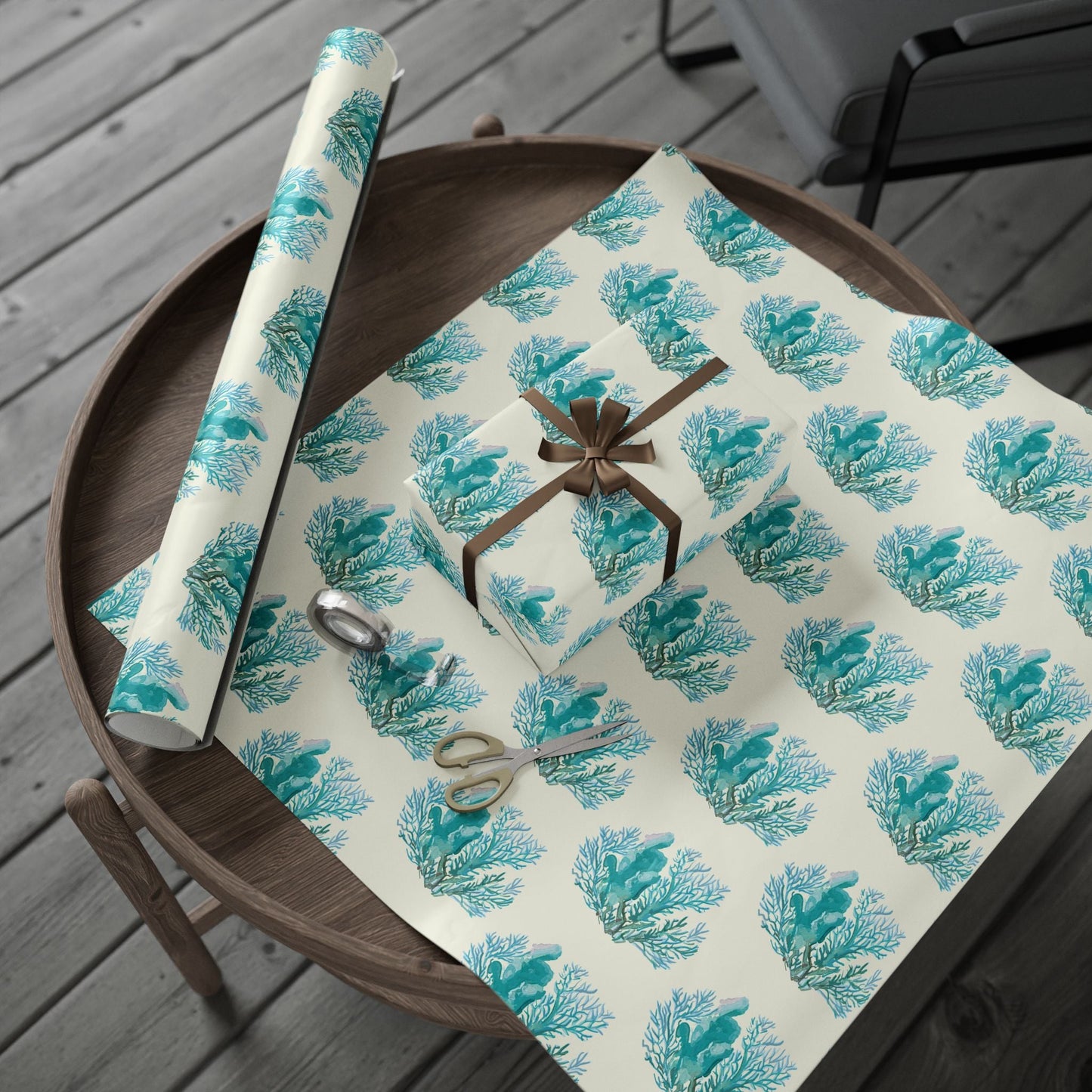 Ocean - Inspired Wrapping Paper for Coastal Gifts - Blue Cava