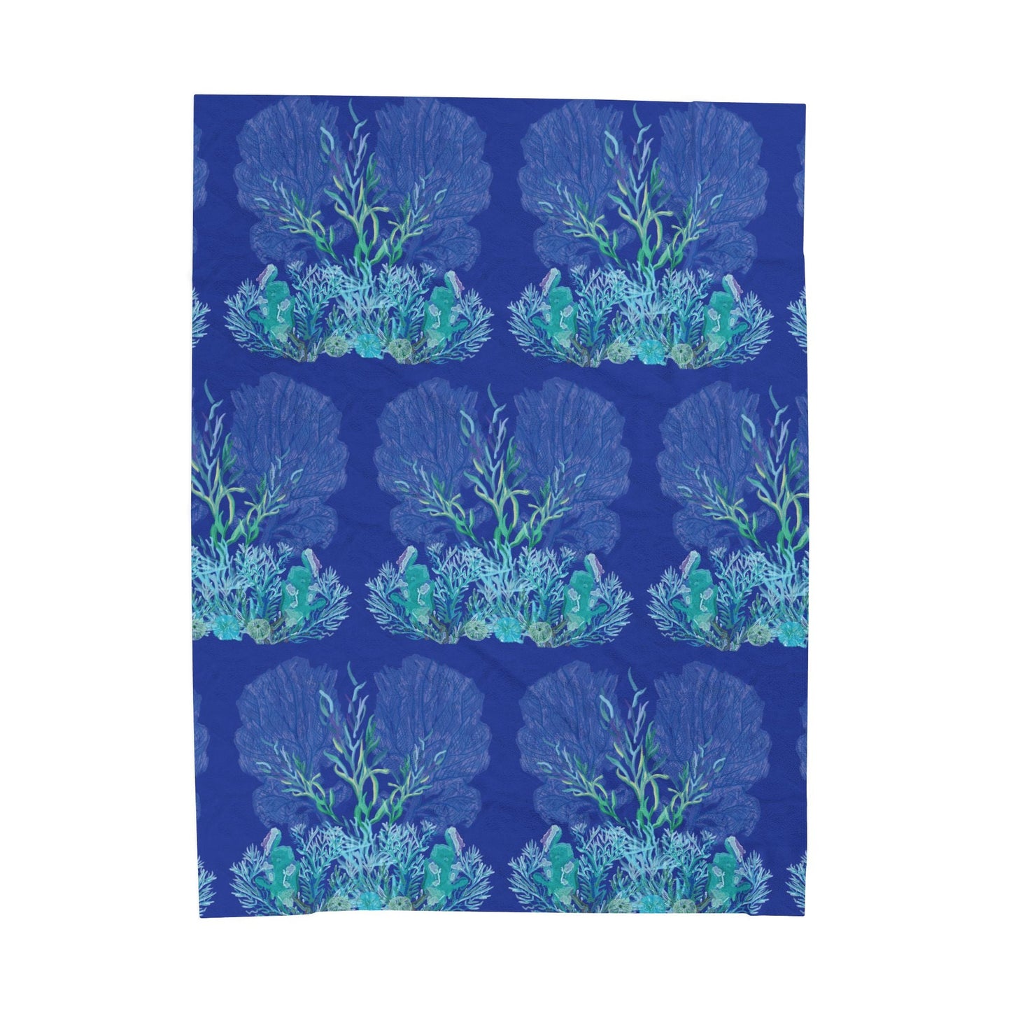 Ocean - Themed Velveteen Plush Blanket - Cozy Coral Design for Home Decor & Gifts - Blue Cava