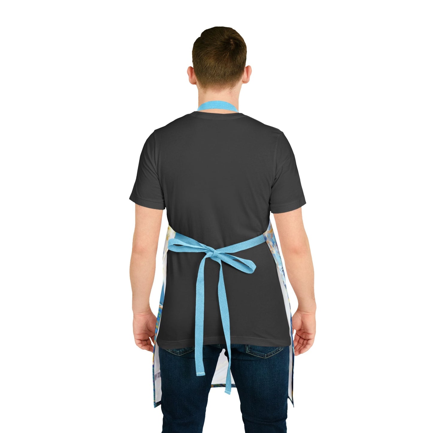 Ocean Wave Art Aprons with Color Straps - Perfect for Chefs and Home Cooks - Blue Cava