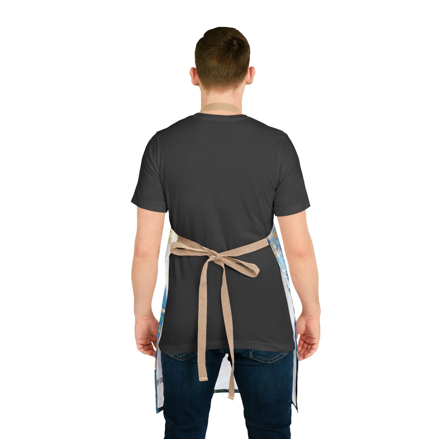 Ocean Wave Art Aprons with Color Straps - Perfect for Chefs and Home Cooks - Blue Cava