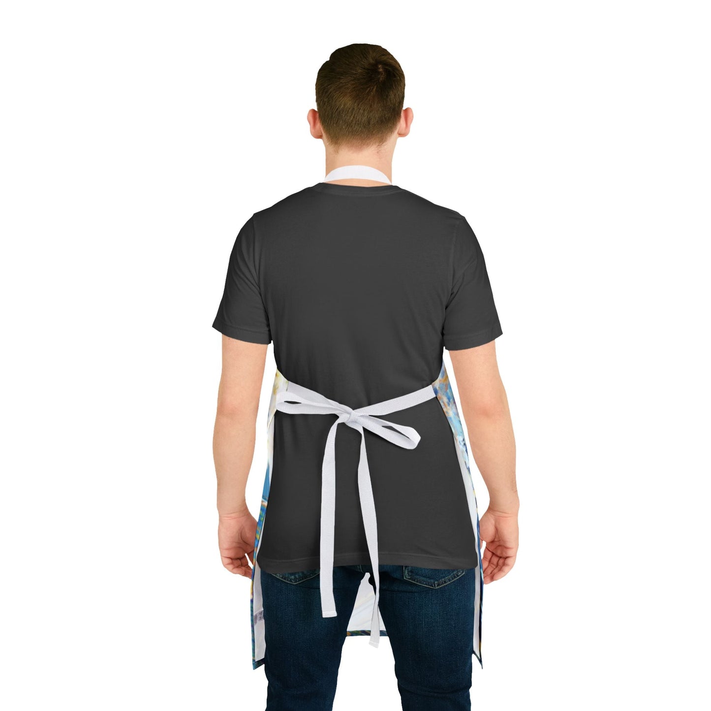Ocean Wave Art Aprons with Color Straps - Perfect for Chefs and Home Cooks - Blue Cava