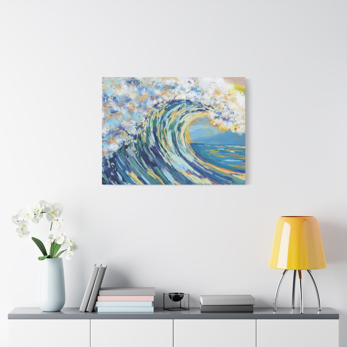 Ocean Wave Art Canvas Print - Stretched 1.25" Depth - Blue Cava