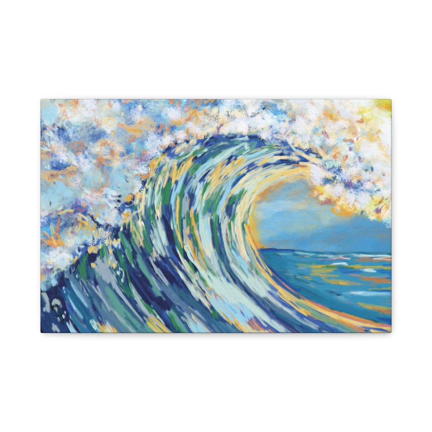 Ocean Wave Art Canvas Print - Stretched 1.25" Depth - Blue Cava