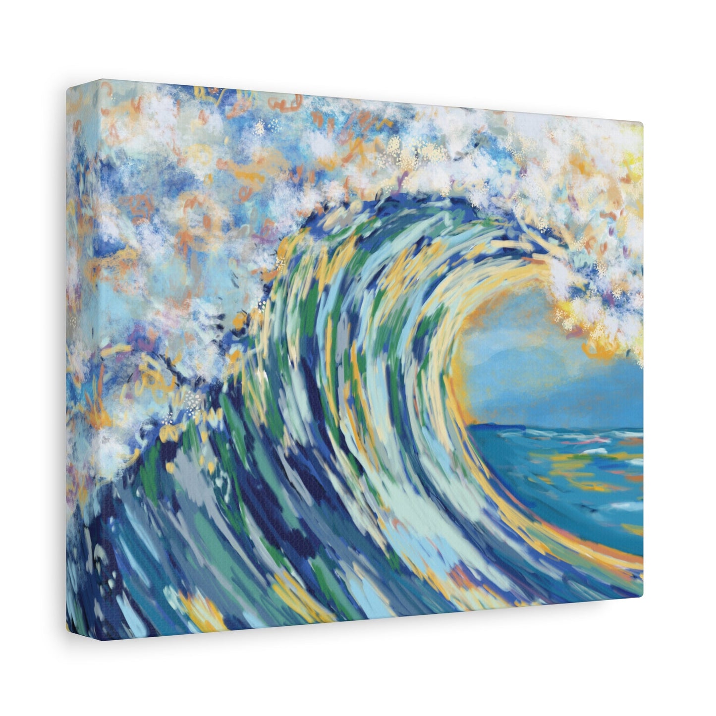 Ocean Wave Art Canvas Print - Stretched 1.25" Depth - Blue Cava