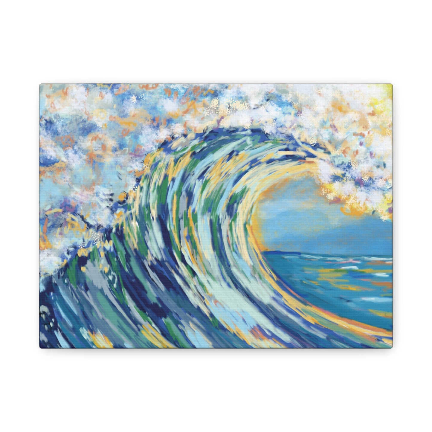 Ocean Wave Art Canvas Print - Stretched 1.25" Depth - Blue Cava