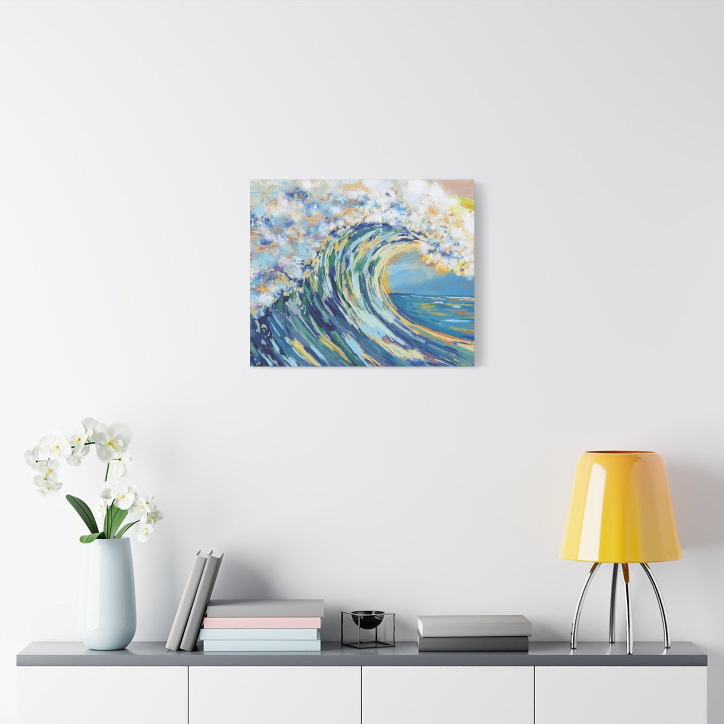 Ocean Wave Art Canvas Print - Stretched 1.25" Depth - Blue Cava