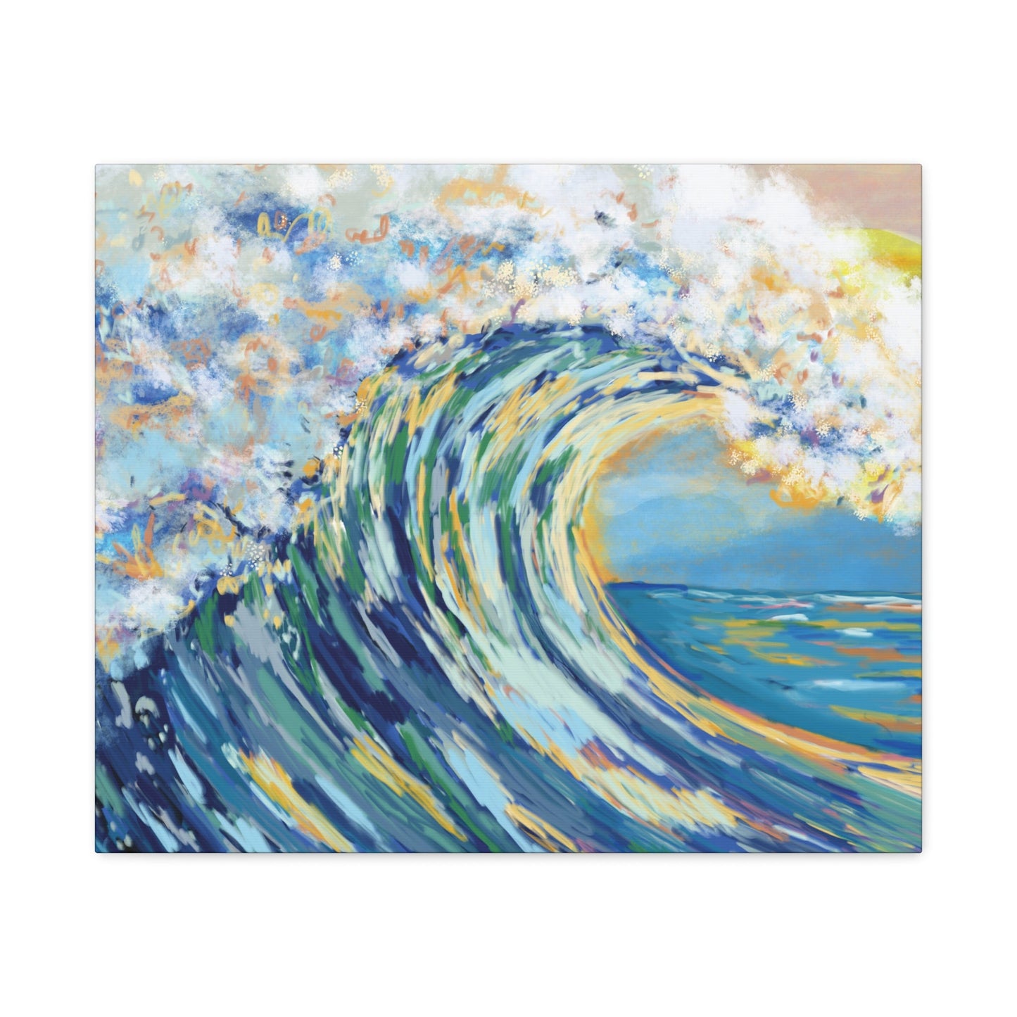 Ocean Wave Art Canvas Print - Stretched 1.25" Depth - Blue Cava