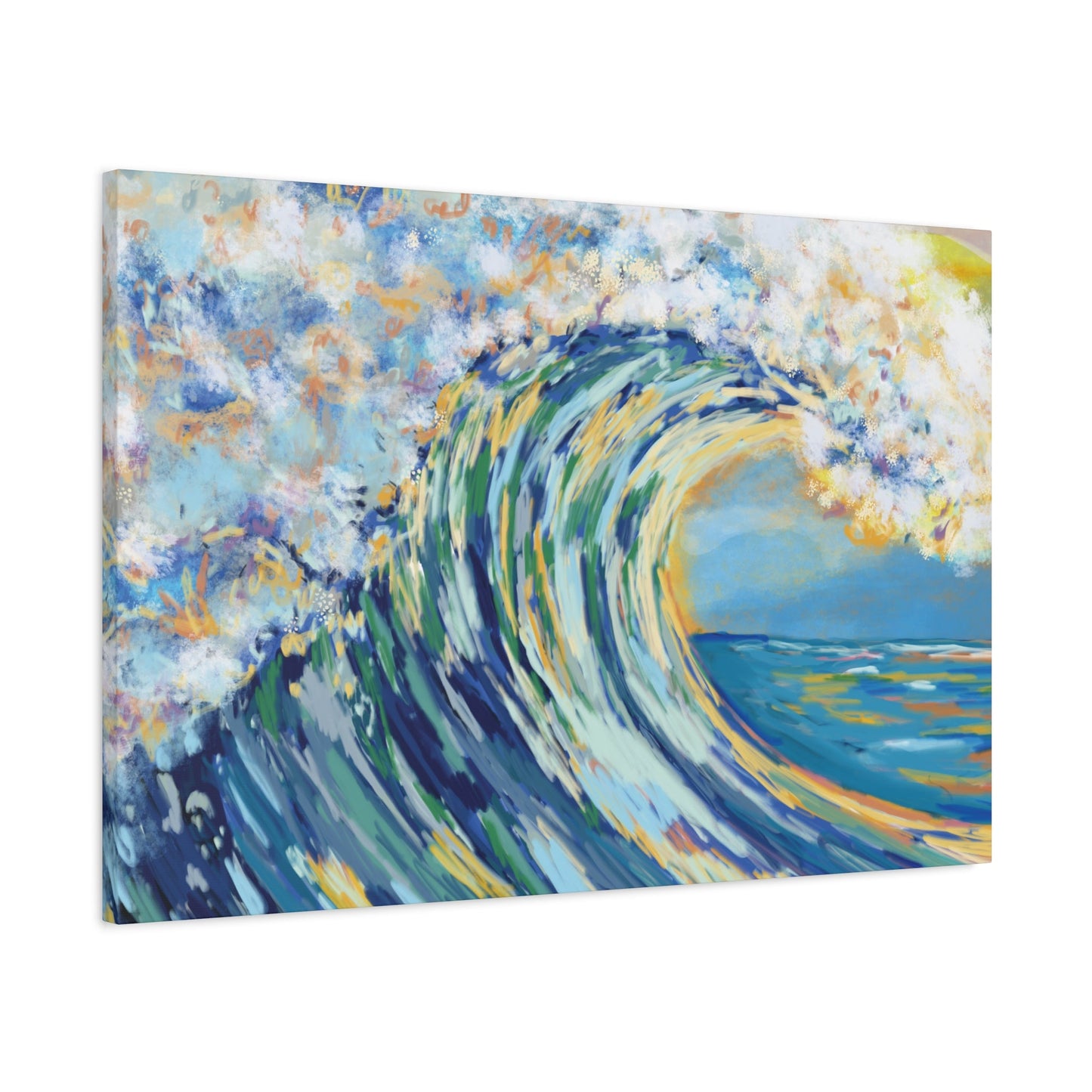 Ocean Wave Art Canvas Print - Stretched 1.25" Depth - Blue Cava