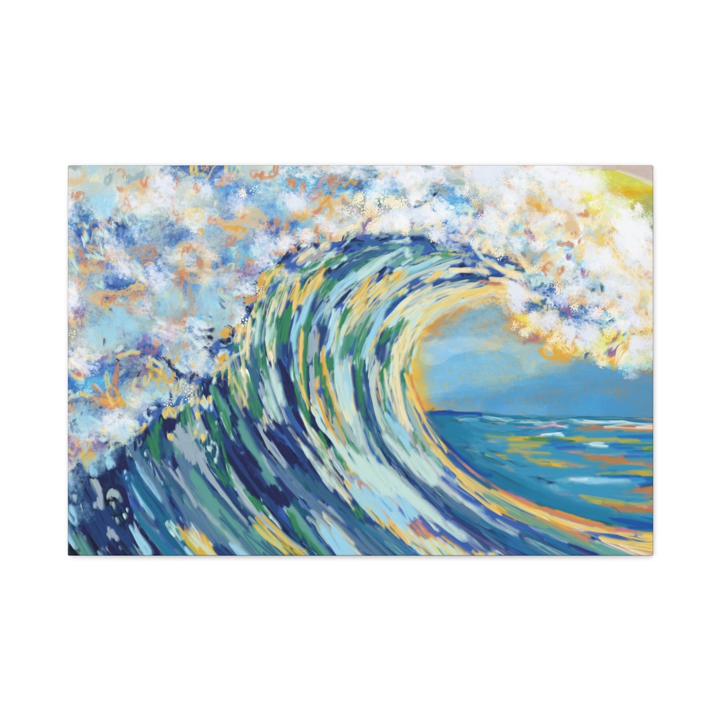 Ocean Wave Art Canvas Print - Stretched 1.25" Depth - Blue Cava