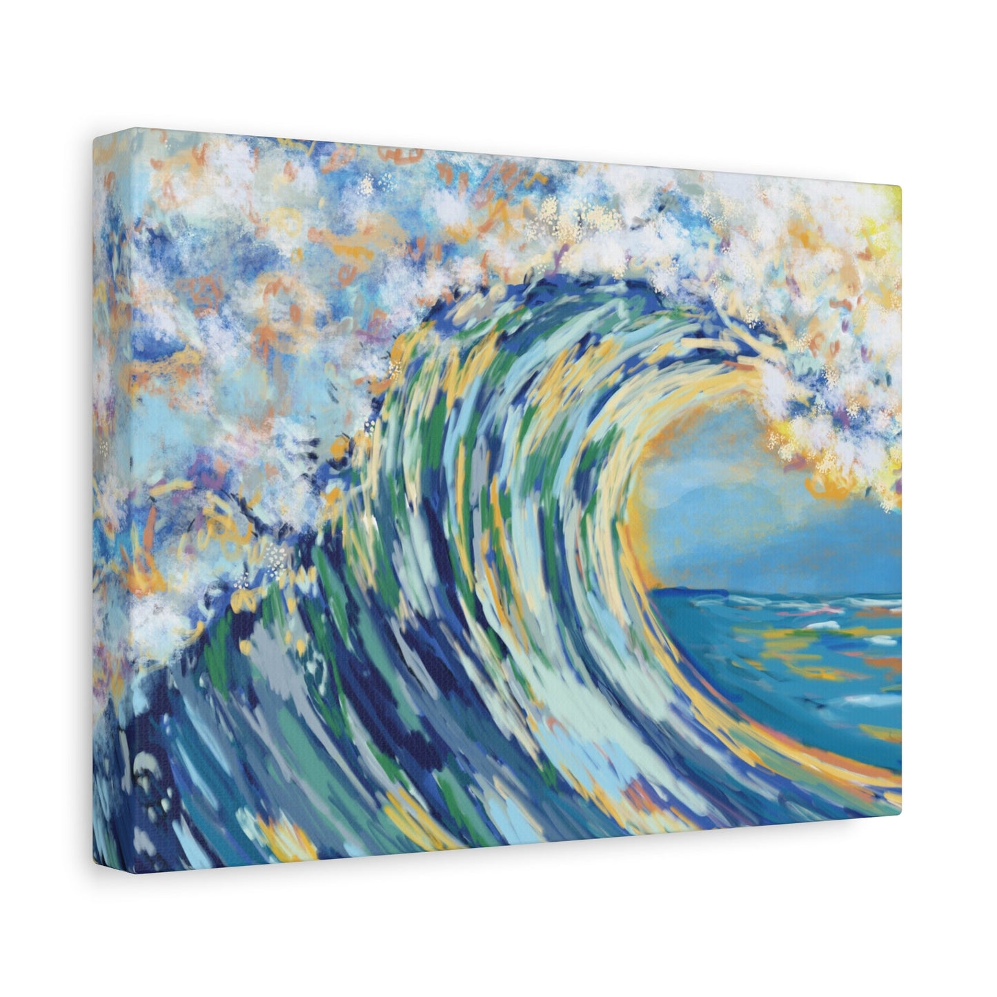Ocean Wave Art Canvas Print - Stretched 1.25" Depth - Blue Cava