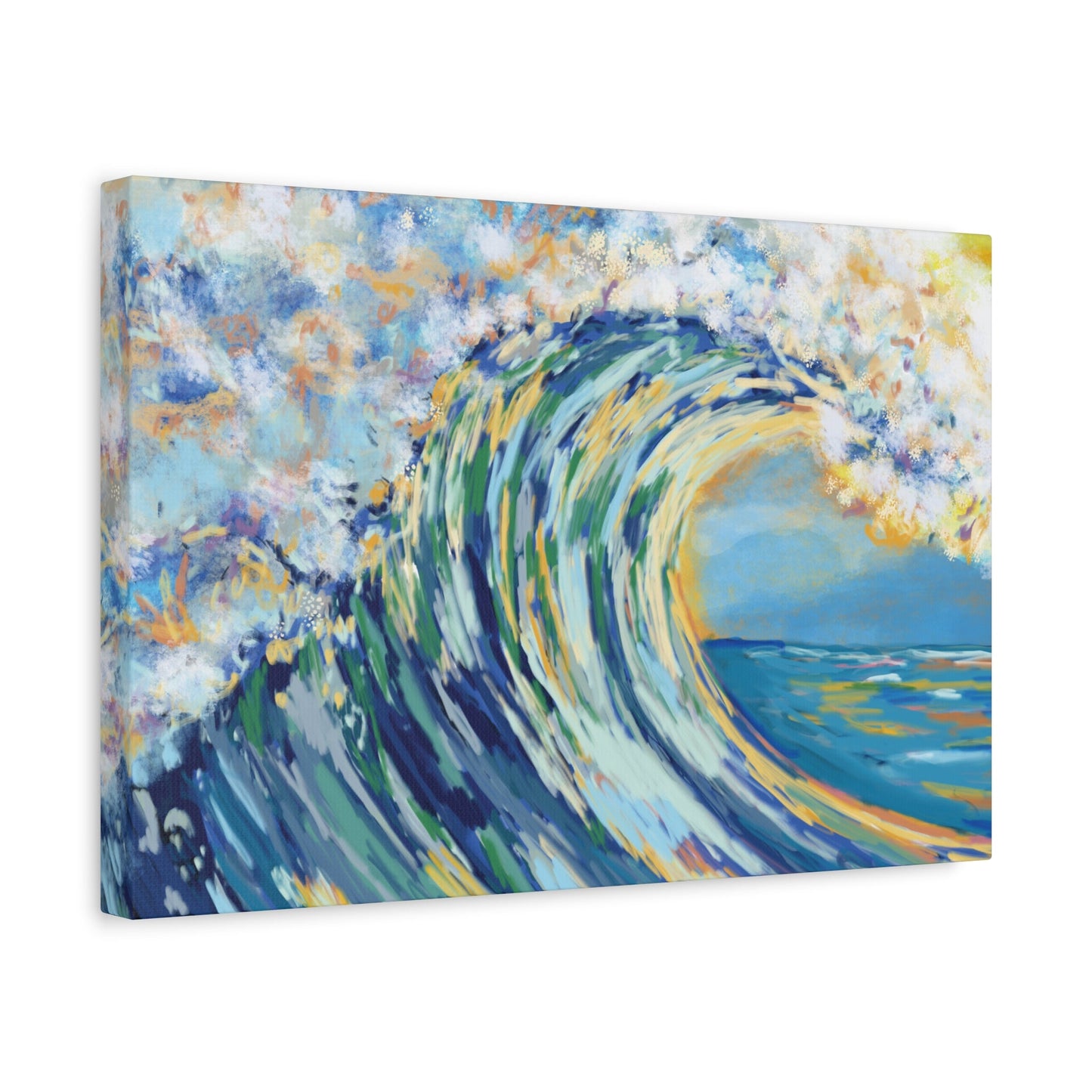 Ocean Wave Art Canvas Print - Stretched 1.25" Depth - Blue Cava