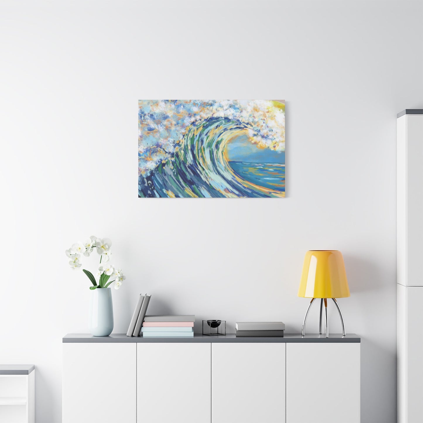 Ocean Wave Art Canvas Print - Stretched 1.25" Depth - Blue Cava