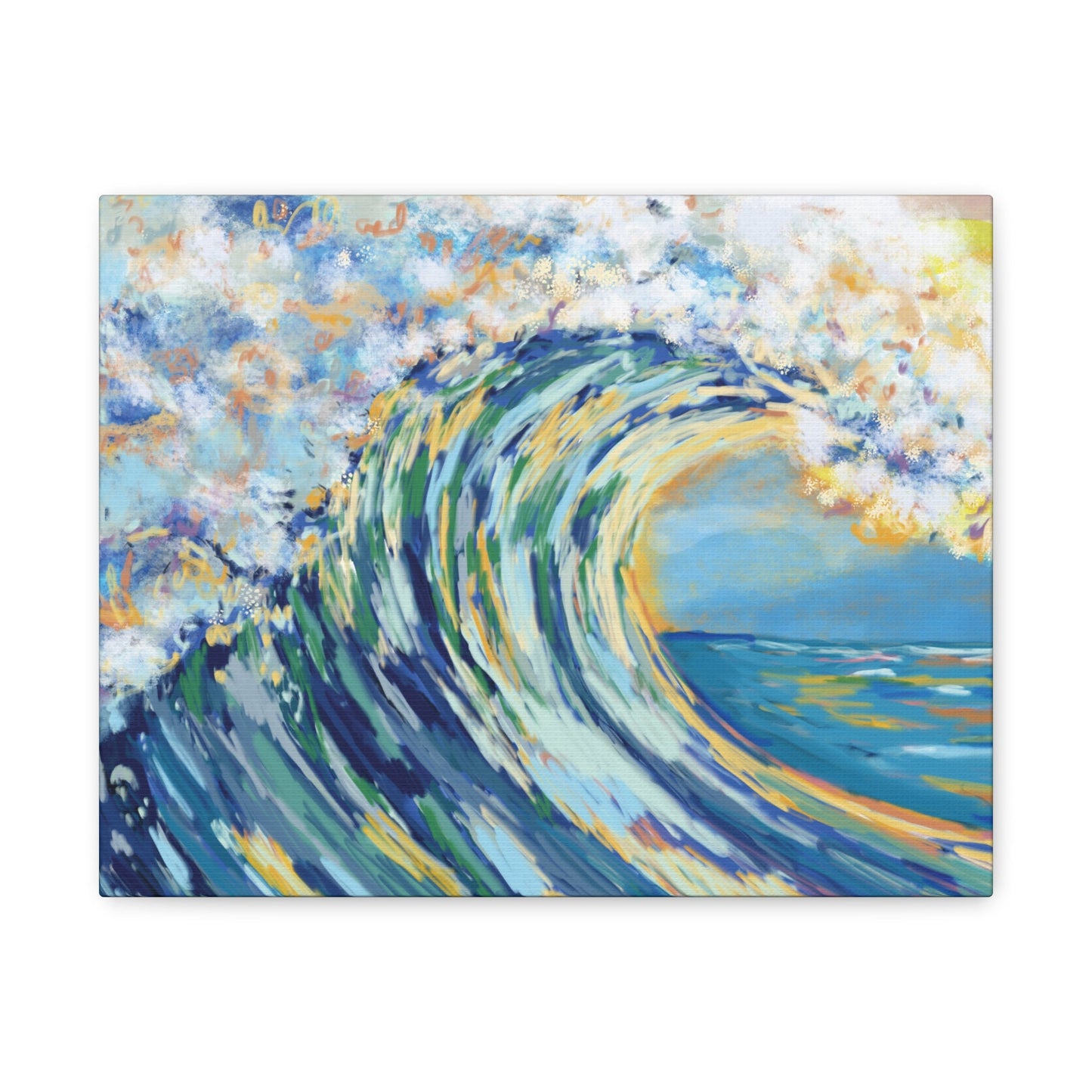 Ocean Wave Art Canvas Print - Stretched 1.25" Depth - Blue Cava