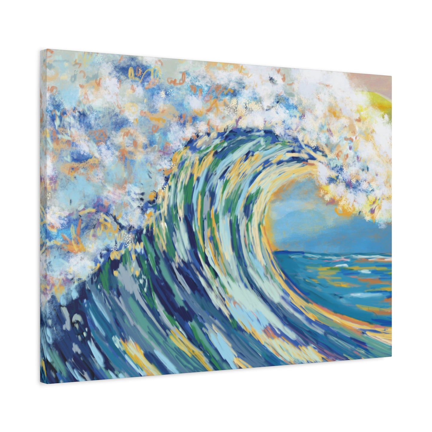 Ocean Wave Art Canvas Print - Stretched 1.25" Depth - Blue Cava