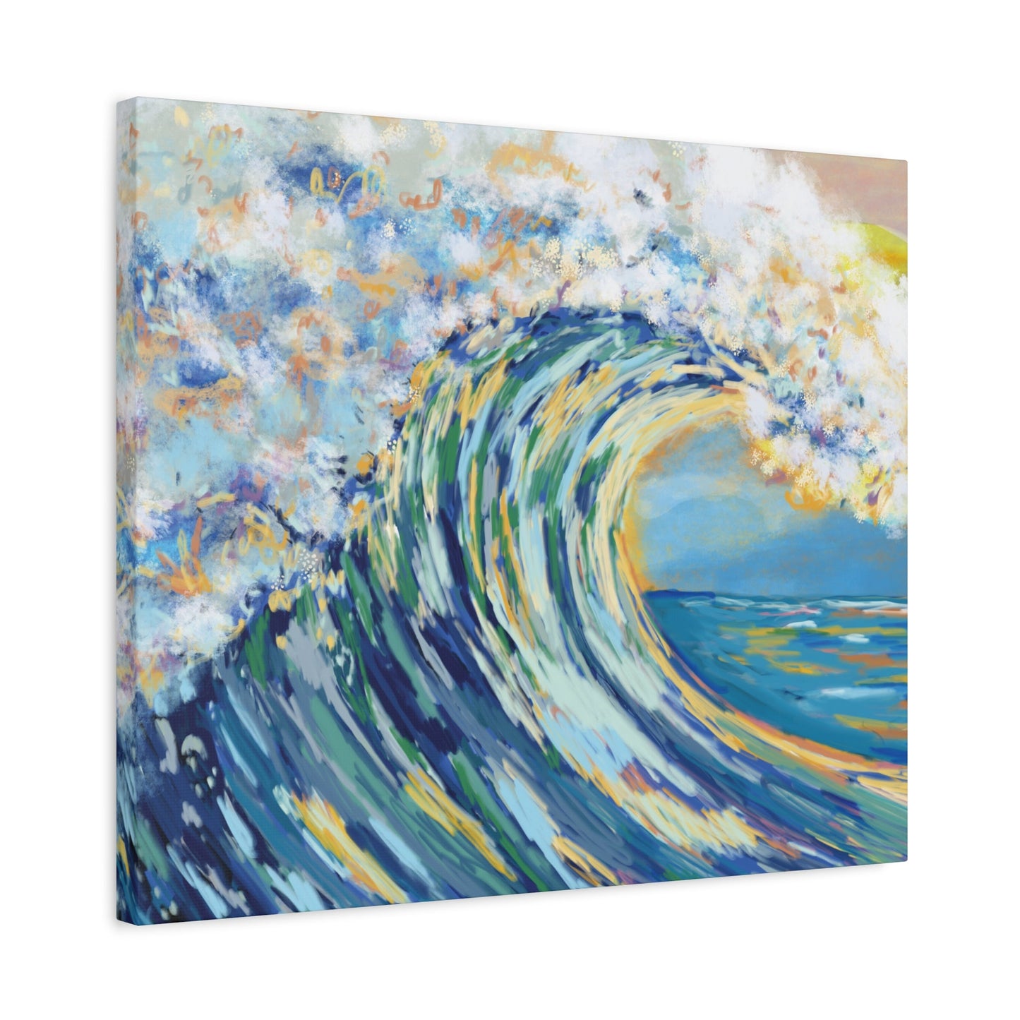 Ocean Wave Art Canvas Print - Stretched 1.25" Depth - Blue Cava