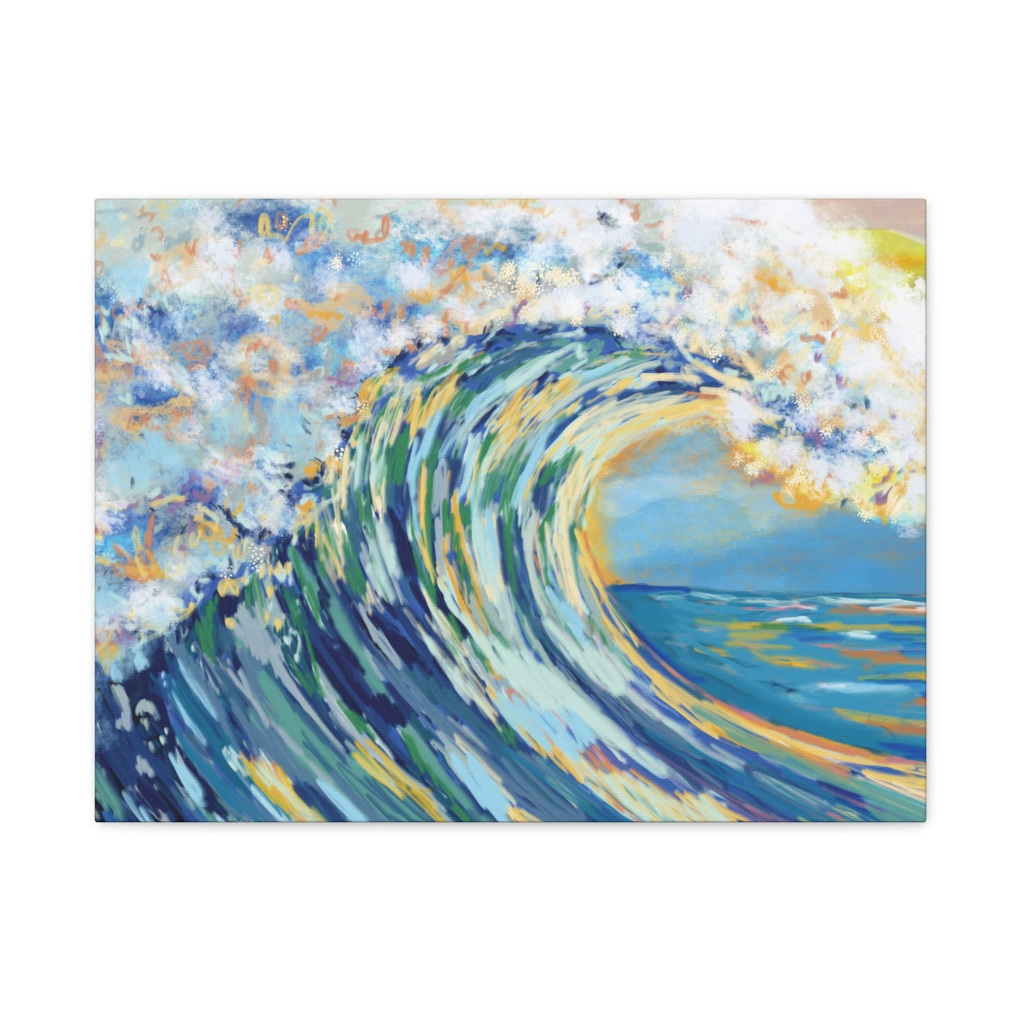 Ocean Wave Art Canvas Print - Stretched 1.25" Depth - Blue Cava