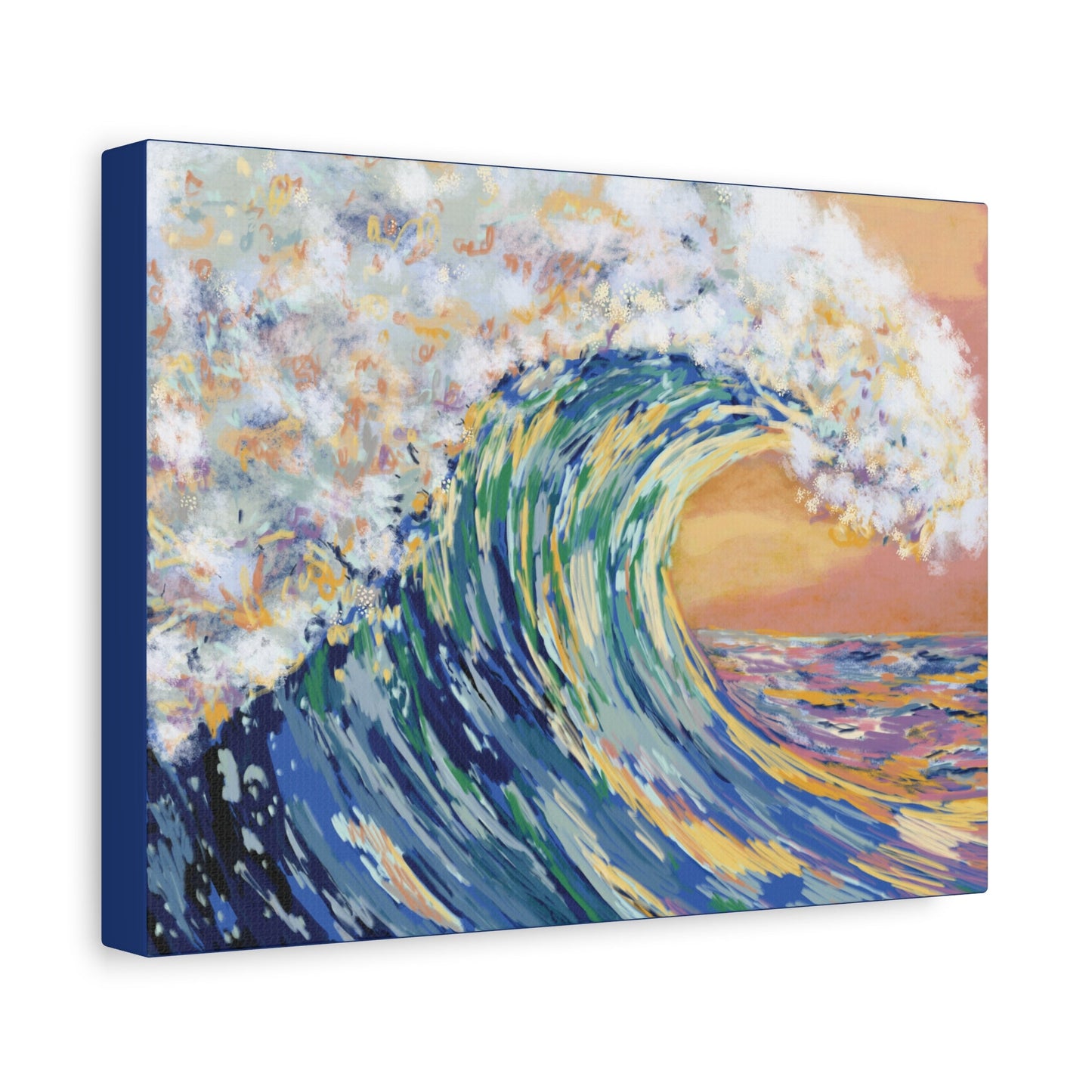 Ocean Wave Canvas Wall Art - Nautical Home Decor - Blue Cava
