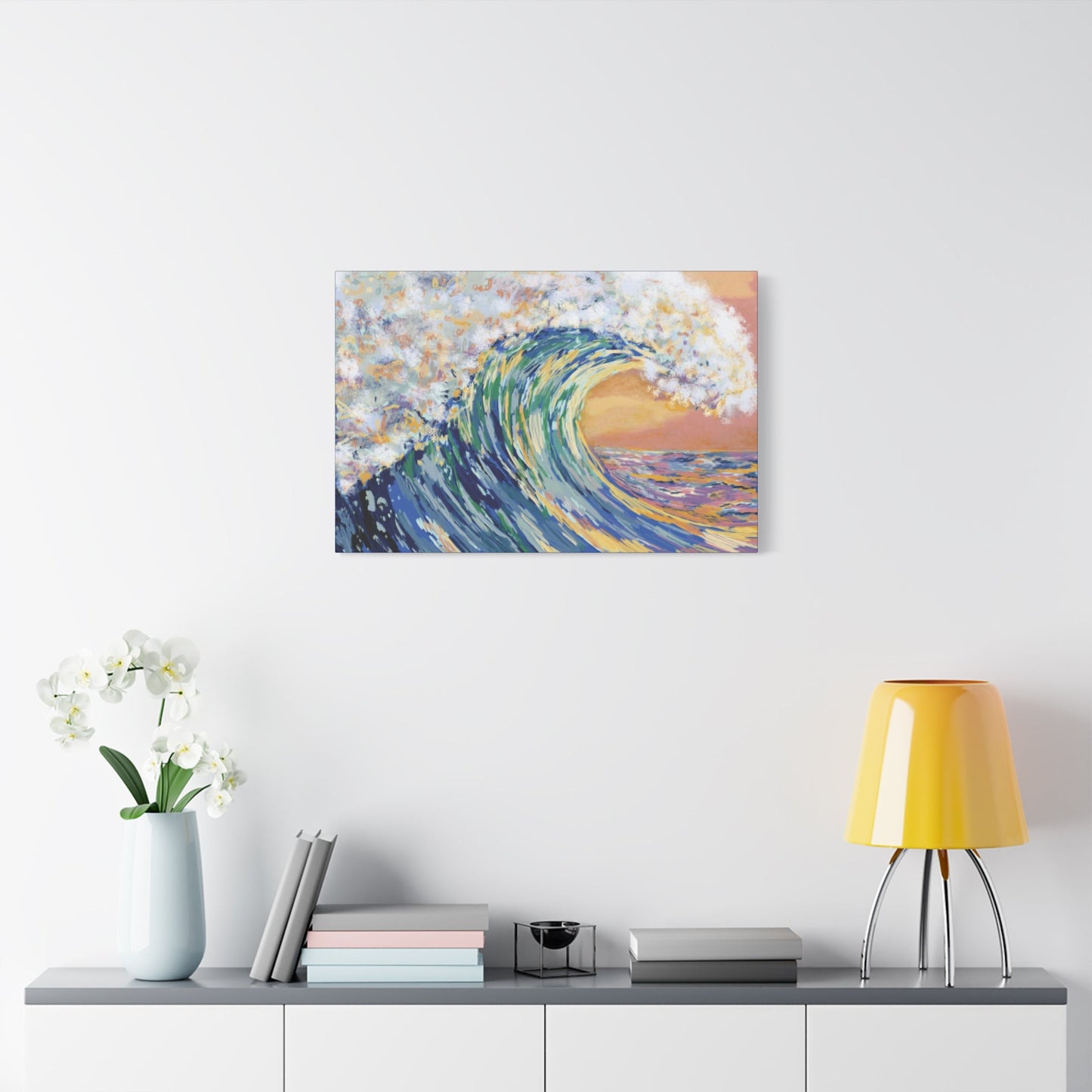 Ocean Wave Canvas Wall Art - Nautical Home Decor - Blue Cava